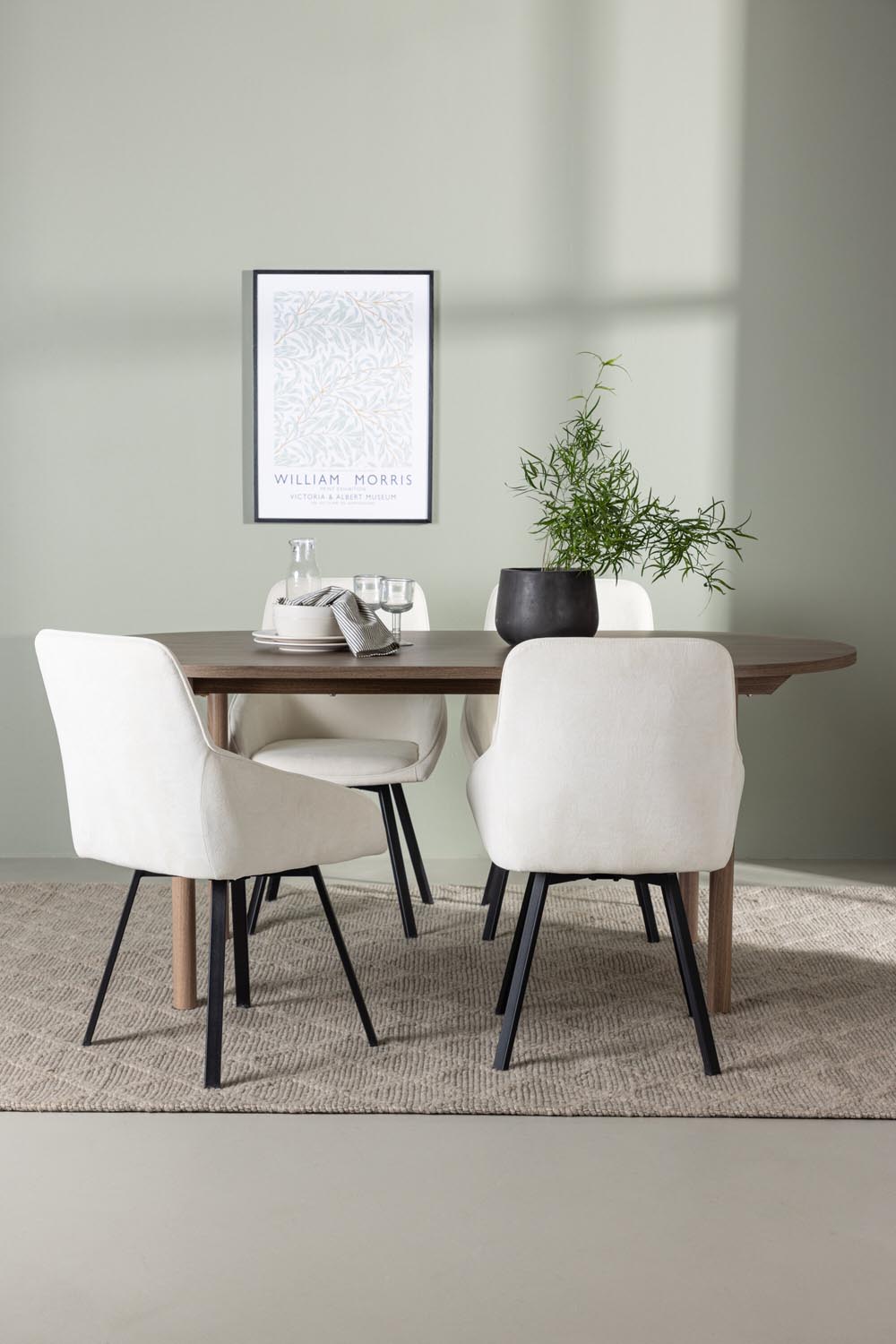 Andy Esszimmerset + Rosie 180cm/4St. in Beige, Schwarz präsentiert im Onlineshop von KAQTU Design AG. Esszimmerset ist von Venture Home