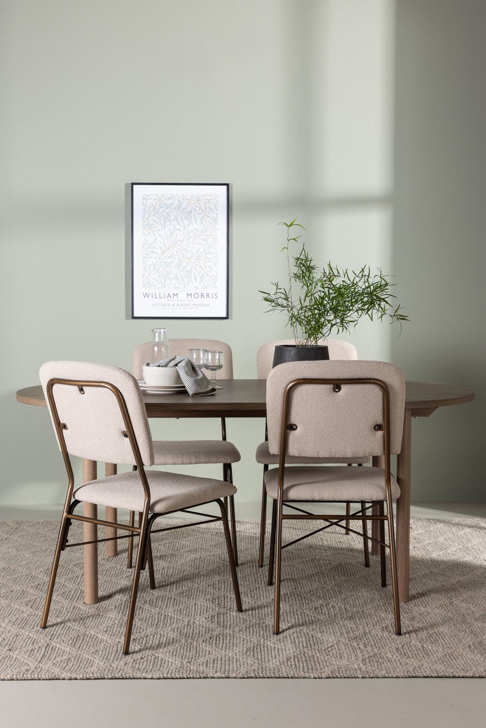 Andy Esszimmerset + Seda 180cm/4St. in Beige, Braun präsentiert im Onlineshop von KAQTU Design AG. Esszimmerset ist von Venture Home