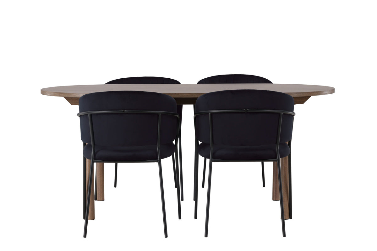 Esszimmer Set Andy mit Stühlen Selma in Natur/Schwarz präsentiert im Onlineshop von KAQTU Design AG. Esszimmerset ist von Venture Home