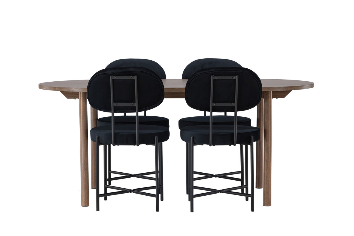 Andy Esszimmerset + Stella 180cm/4St. in Schwarz präsentiert im Onlineshop von KAQTU Design AG. Esszimmerset ist von Venture Home