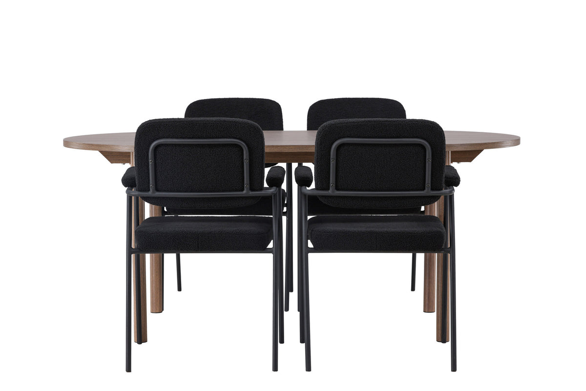 Andy Esszimmerset + Yesterday 180cm/4St. in Schwarz präsentiert im Onlineshop von KAQTU Design AG. Esszimmerset ist von Venture Home