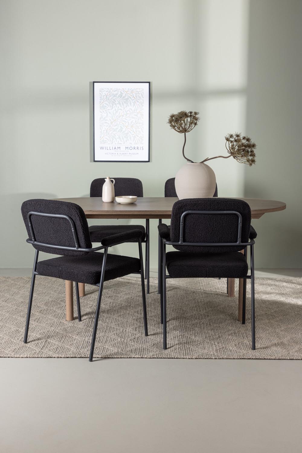 Andy Esszimmerset + Yesterday 180cm/4St. in Schwarz präsentiert im Onlineshop von KAQTU Design AG. Esszimmerset ist von Venture Home