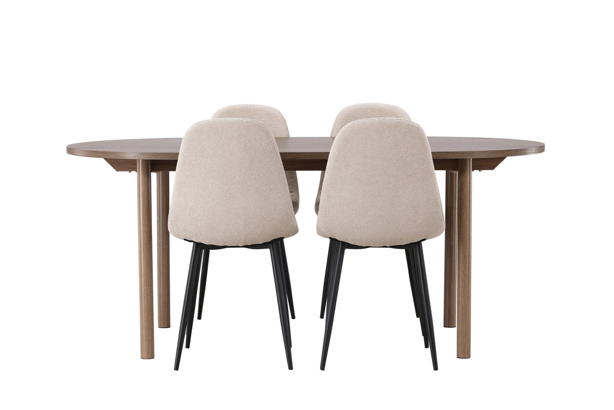 Andy Esszimmerset + Polar 180cm/4St. in Beige, Schwarz präsentiert im Onlineshop von KAQTU Design AG. Esszimmerset ist von Venture Home
