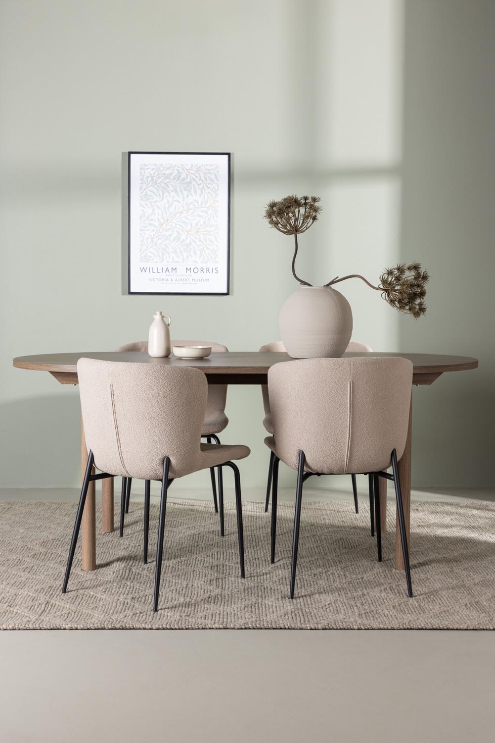 Andy Esszimmerset + Modesto 180cm/4St. in Beige, Schwarz präsentiert im Onlineshop von KAQTU Design AG. Esszimmerset ist von Venture Home