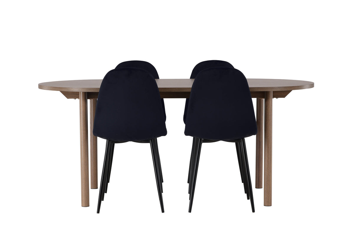 Esszimmer Set Andy mit Stühlen Polar in Natur/Schwarz präsentiert im Onlineshop von KAQTU Design AG. Esszimmerset ist von Venture Home
