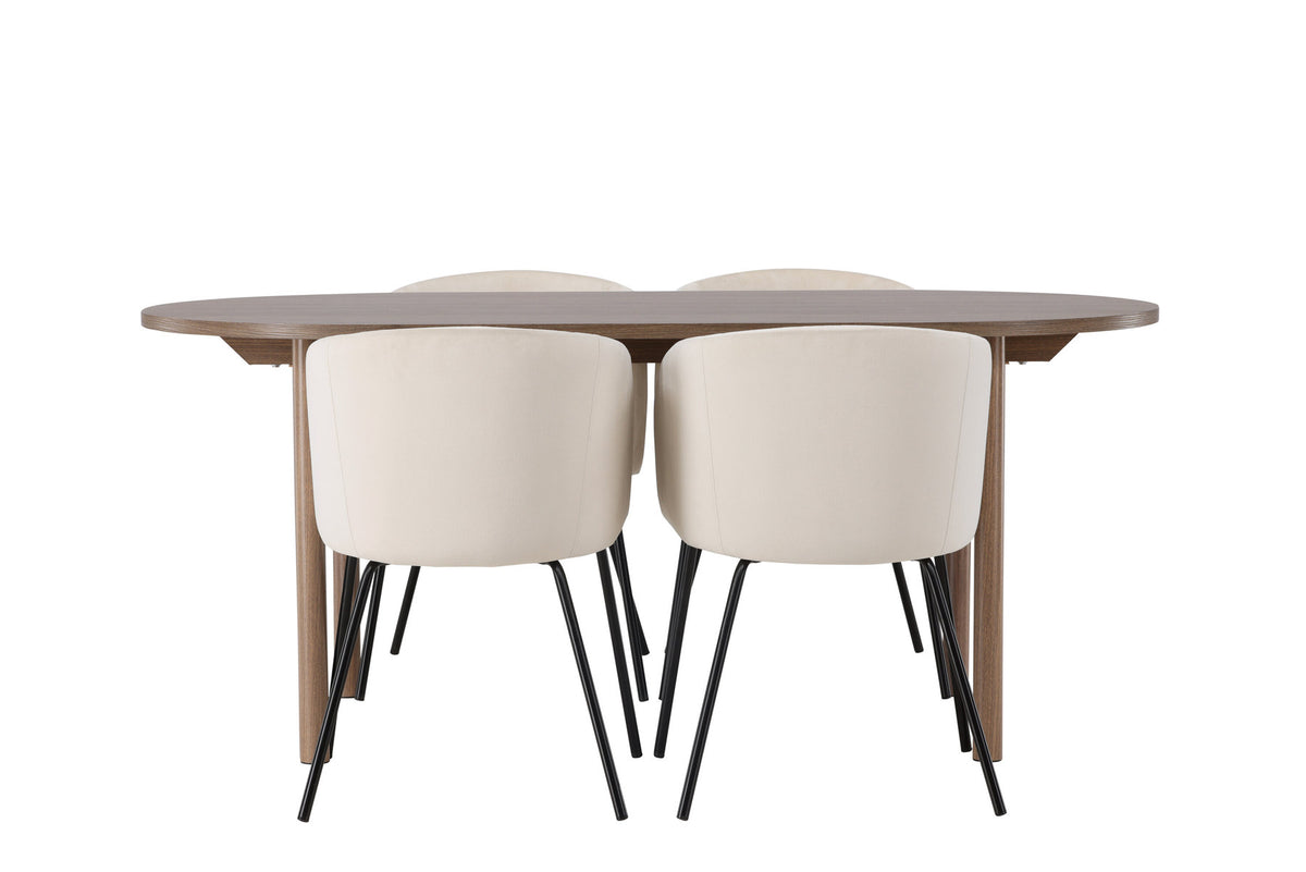 Andy Esszimmerset + Berit 180cm/4St. in Beige, Schwarz präsentiert im Onlineshop von KAQTU Design AG. Esszimmerset ist von Venture Home