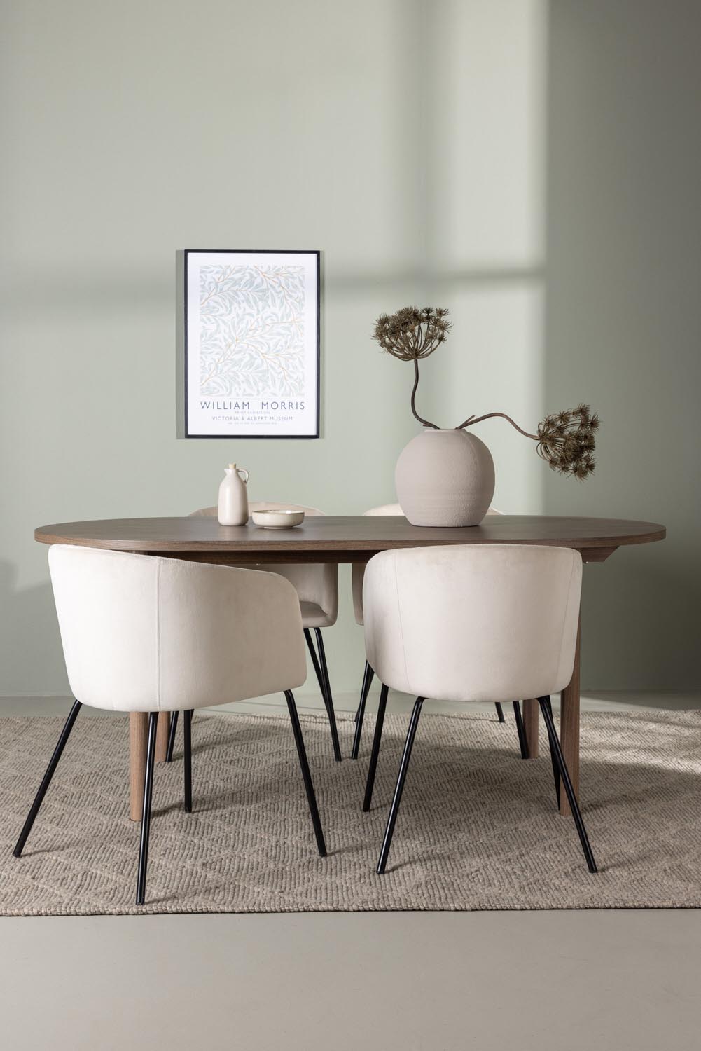 Andy Esszimmerset + Berit 180cm/4St. in Beige, Schwarz präsentiert im Onlineshop von KAQTU Design AG. Esszimmerset ist von Venture Home