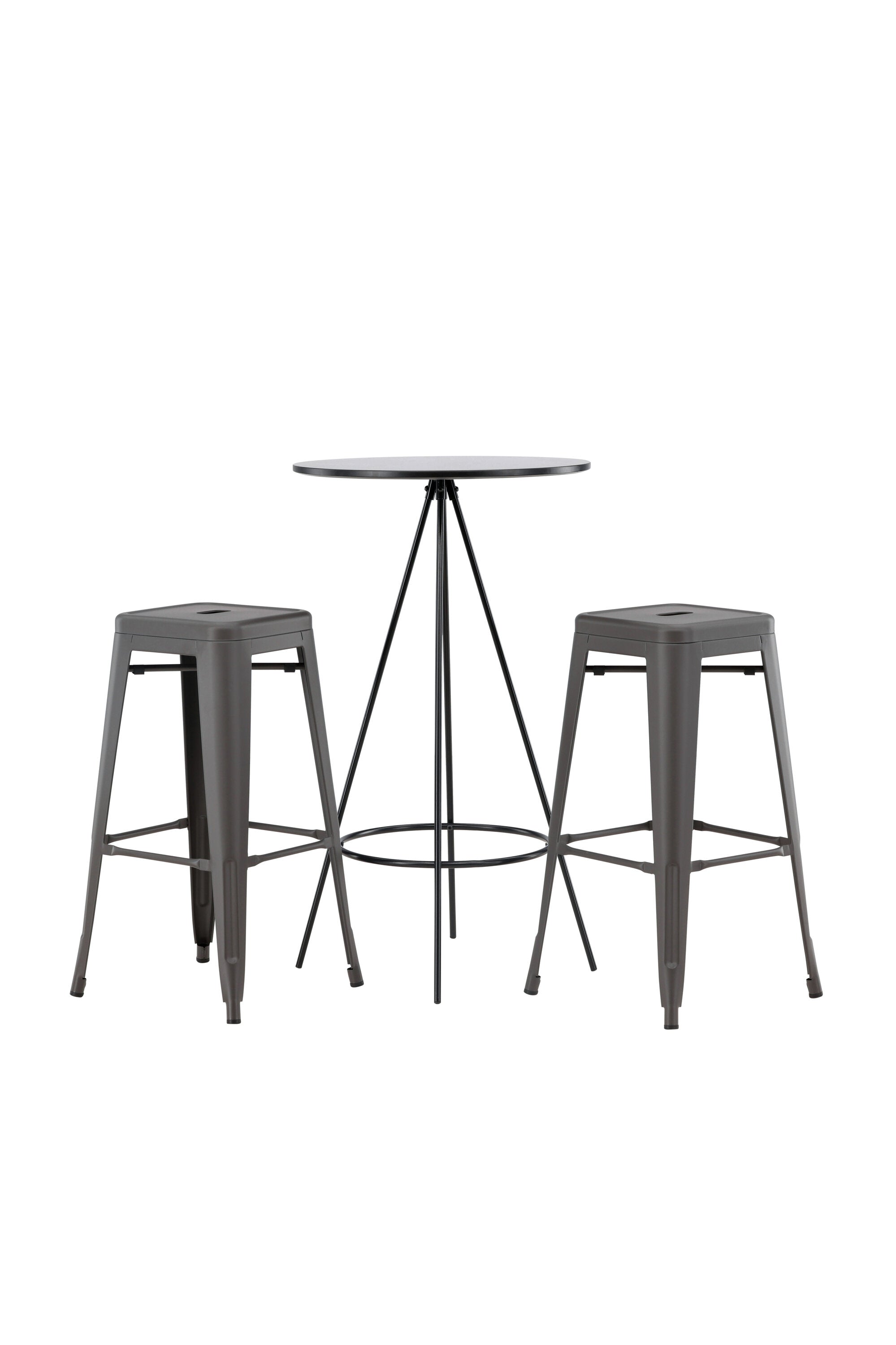 Barset Bistro + Tempe ⌀60cm/2St. Tief in Dunkelgrau präsentiert im Onlineshop von KAQTU Design AG. Bartischset ist von Venture Home