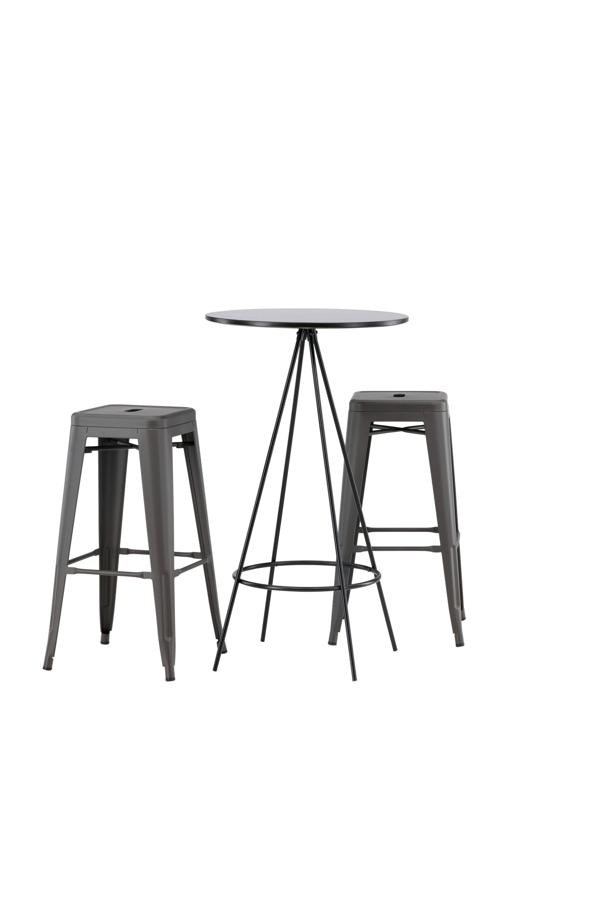 Barset Bistro + Tempe ⌀60cm/2St. Tief in Dunkelgrau präsentiert im Onlineshop von KAQTU Design AG. Bartischset ist von Venture Home
