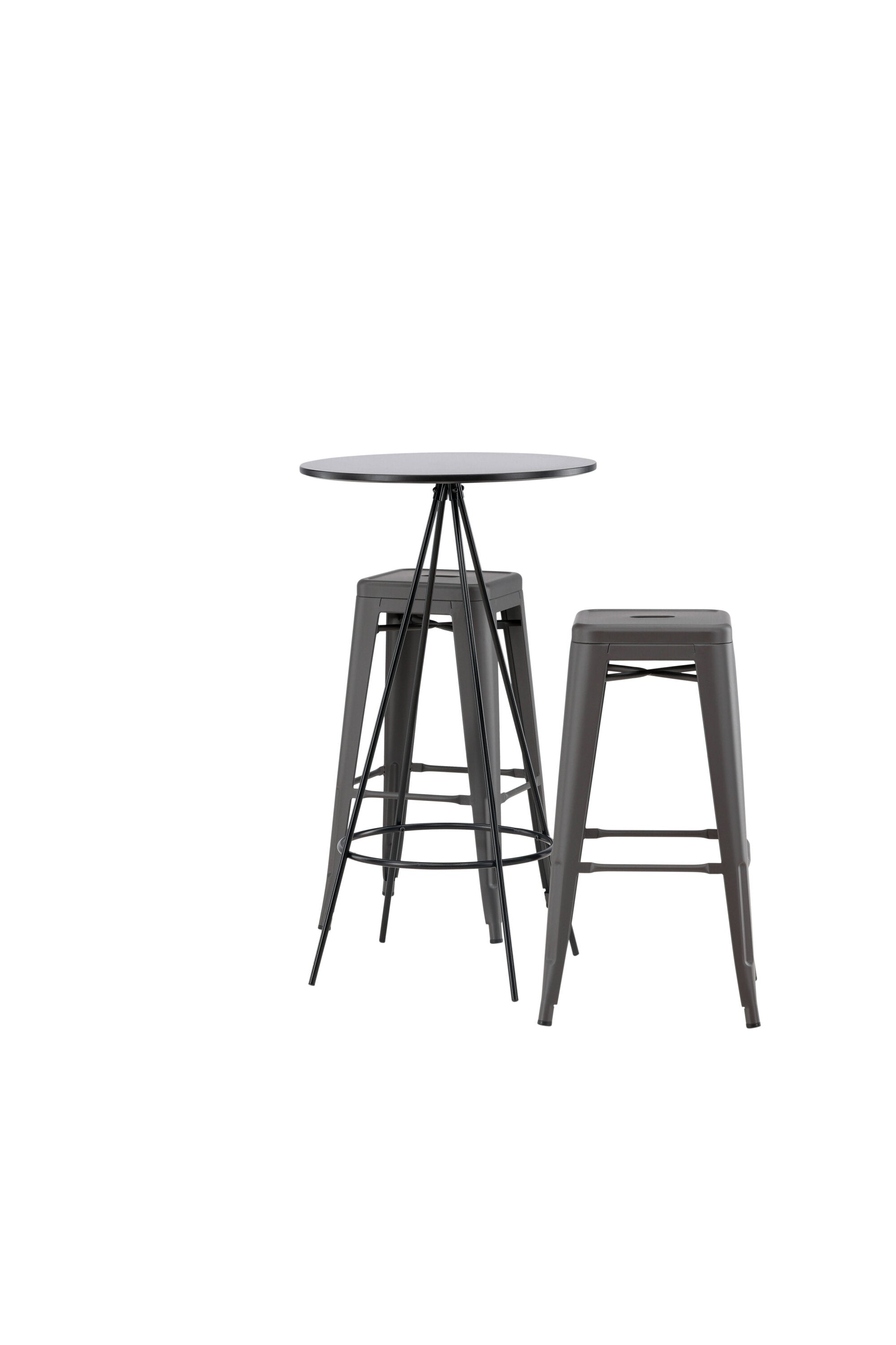Barset Bistro + Tempe ⌀60cm/2St. Tief in Dunkelgrau präsentiert im Onlineshop von KAQTU Design AG. Bartischset ist von Venture Home