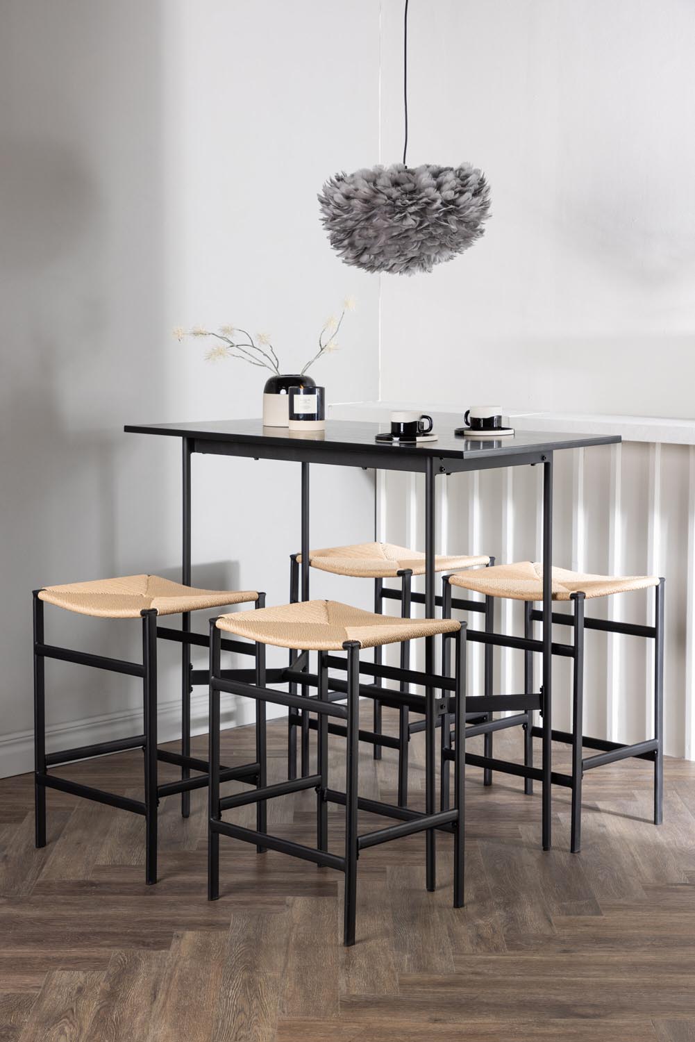 Barset Rax + Polly 120cm/4St. in Schwarz, Natur präsentiert im Onlineshop von KAQTU Design AG. Bartischset ist von Venture Home