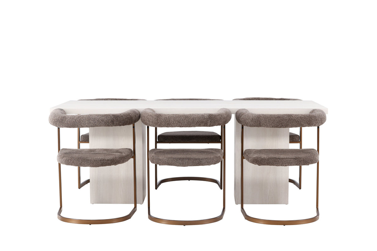 Olga Esszimmerset + Morning 200cm/6St. in Braun-grau präsentiert im Onlineshop von KAQTU Design AG. Esszimmerset ist von Venture Home