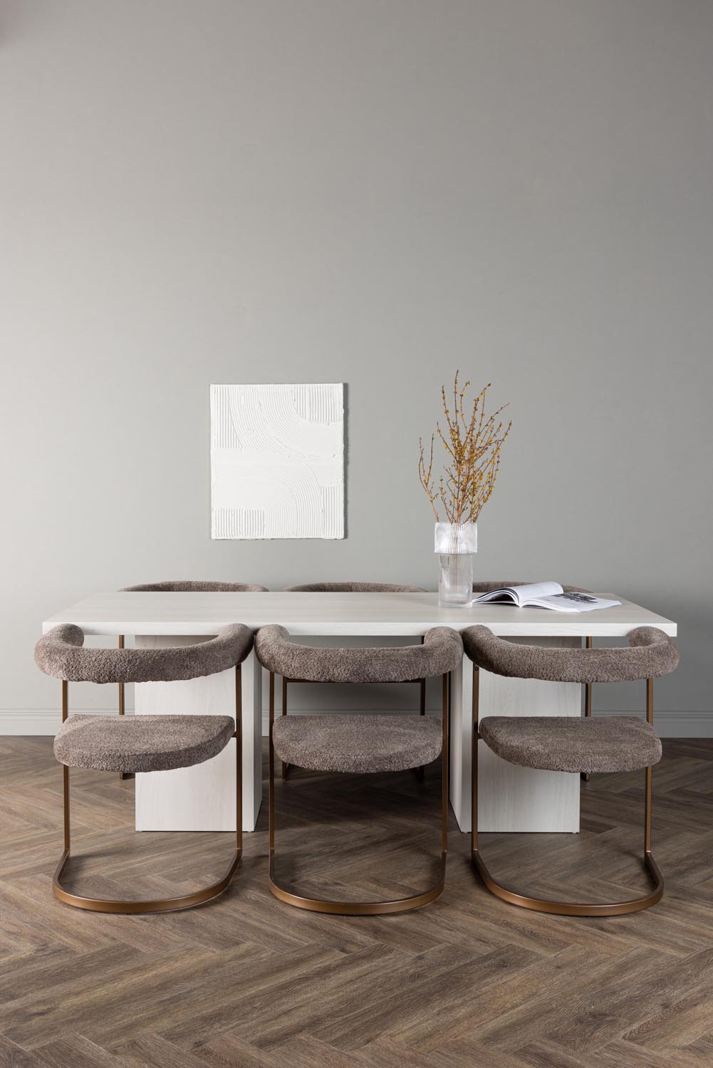 Olga Esszimmerset + Morning 200cm/6St. in Braun-grau präsentiert im Onlineshop von KAQTU Design AG. Esszimmerset ist von Venture Home