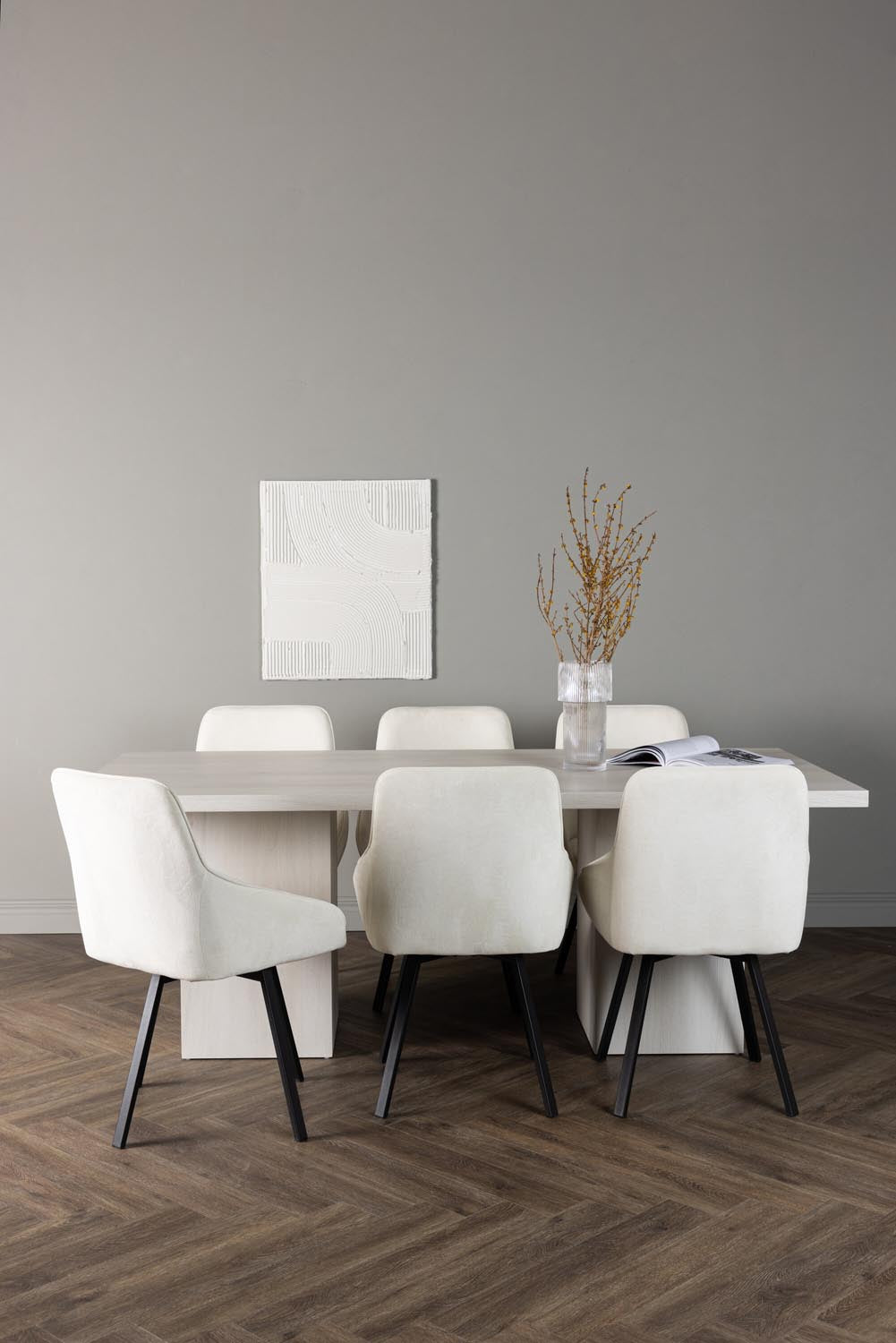 Olga Esszimmerset + Rosie 200cm/6St. in Beige, Schwarz präsentiert im Onlineshop von KAQTU Design AG. Esszimmerset ist von Venture Home
