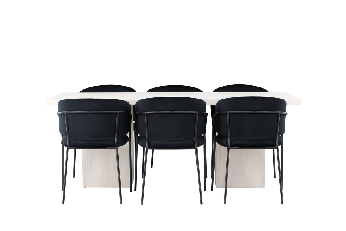 Olga Esszimmerset + Selma 200cm/6St. in Schwarz präsentiert im Onlineshop von KAQTU Design AG. Esszimmerset ist von Venture Home