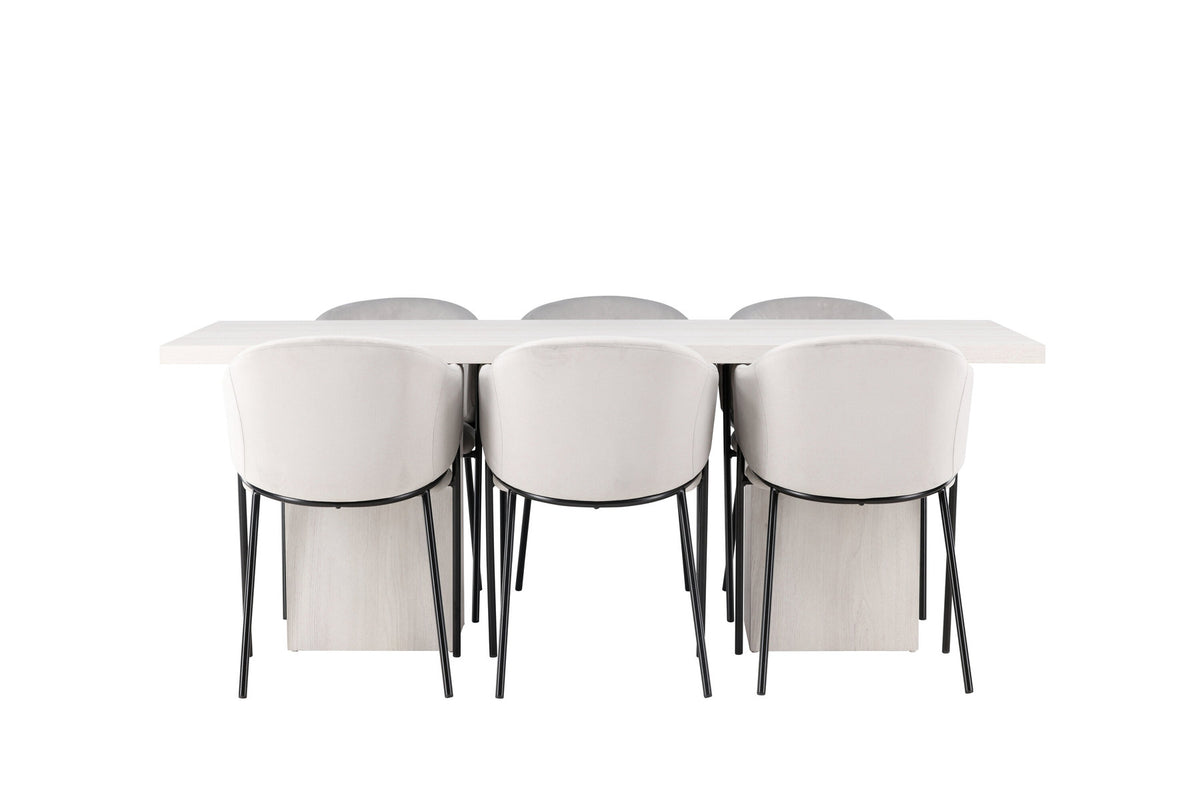 Olga Esszimmerset + Evelina 200cm/6St. in Schwarzgrau präsentiert im Onlineshop von KAQTU Design AG. Esszimmerset ist von Venture Home