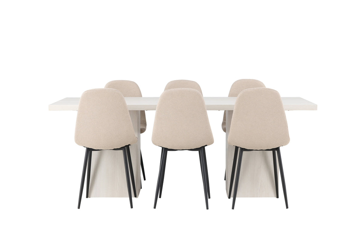 Olga Esszimmerset + Polar 200cm/6St. in Beige, Schwarz präsentiert im Onlineshop von KAQTU Design AG. Esszimmerset ist von Venture Home