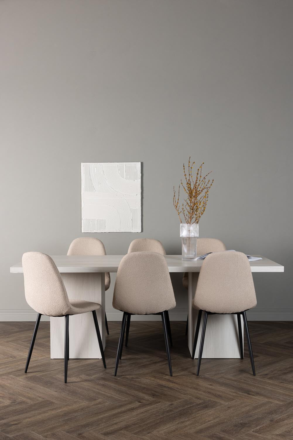 Olga Esszimmerset + Polar 200cm/6St. in Beige, Schwarz präsentiert im Onlineshop von KAQTU Design AG. Esszimmerset ist von Venture Home