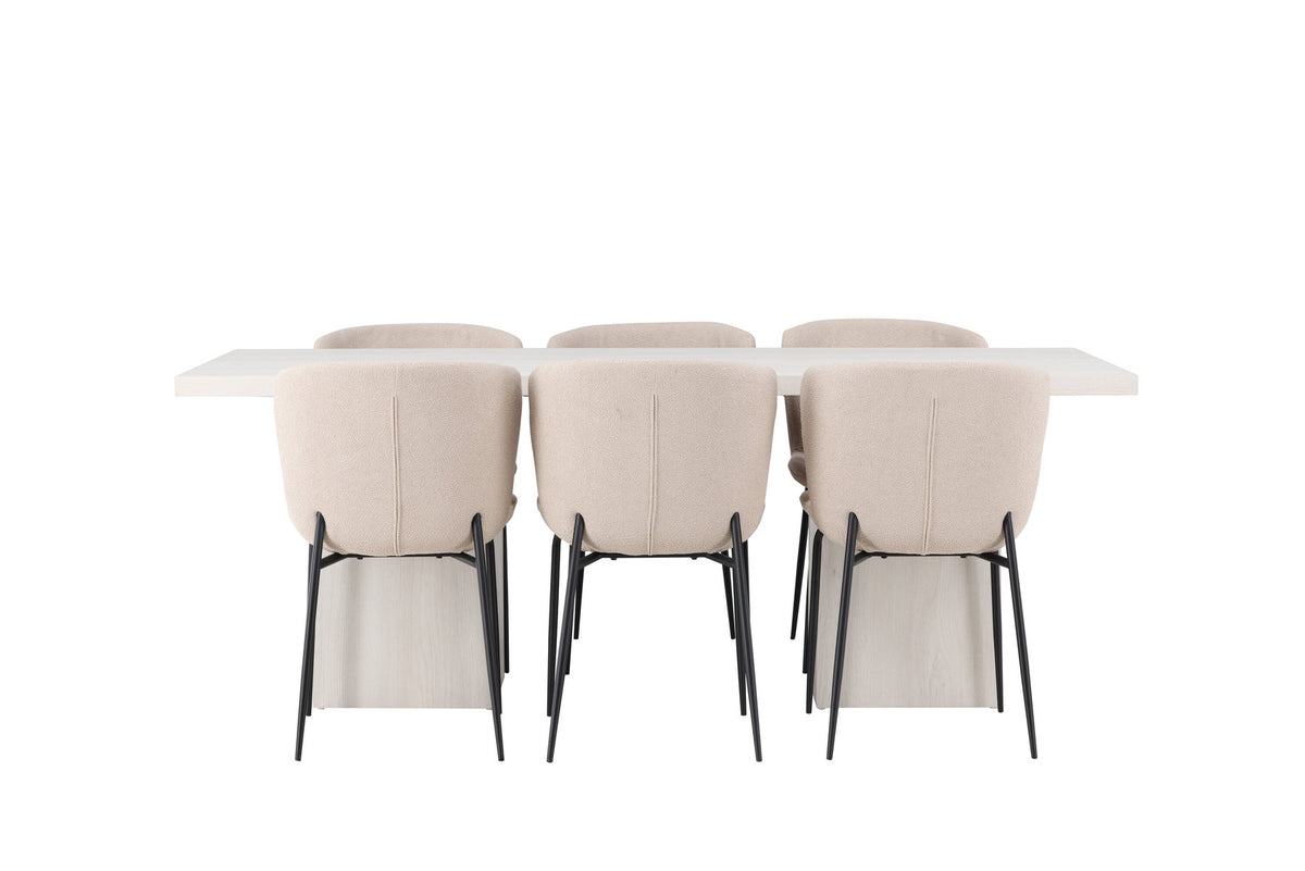 Olga Esszimmerset + Modesto 200cm/6St. in Beige, Schwarz präsentiert im Onlineshop von KAQTU Design AG. Esszimmerset ist von Venture Home