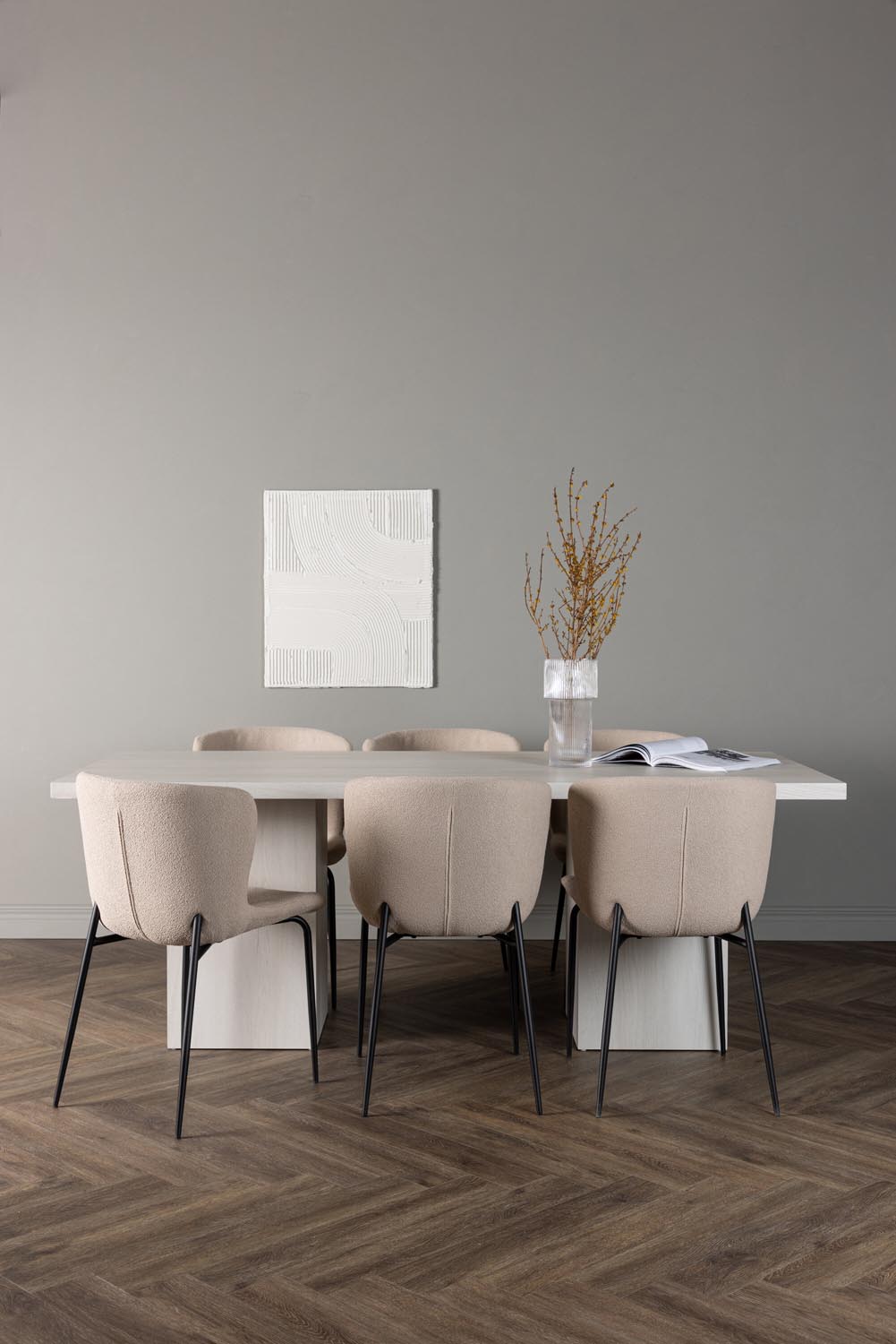 Olga Esszimmerset + Modesto 200cm/6St. in Beige, Schwarz präsentiert im Onlineshop von KAQTU Design AG. Esszimmerset ist von Venture Home