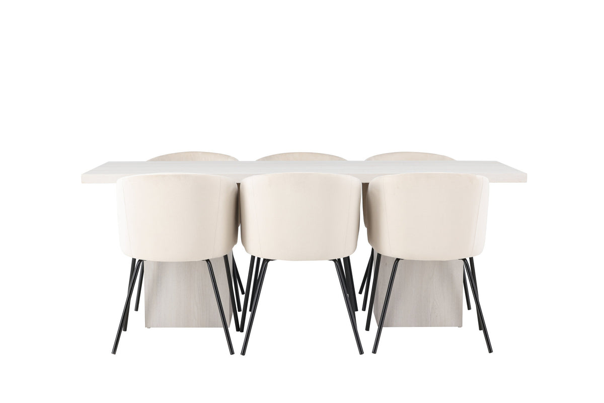 Olga Esszimmerset + Berit 200cm/6St. in Beige, Schwarz präsentiert im Onlineshop von KAQTU Design AG. Esszimmerset ist von Venture Home