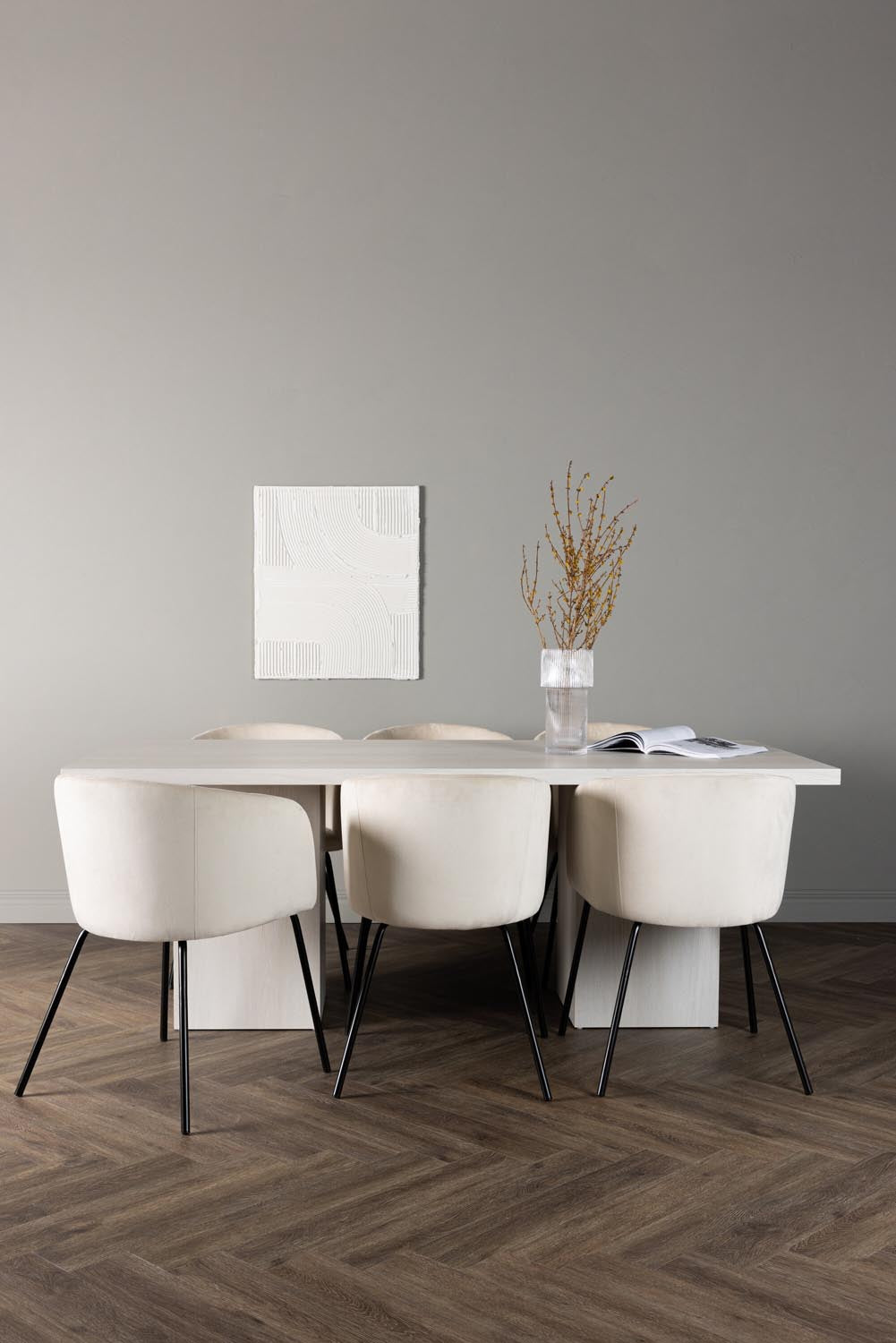 Olga Esszimmerset + Berit 200cm/6St. in Beige, Schwarz präsentiert im Onlineshop von KAQTU Design AG. Esszimmerset ist von Venture Home