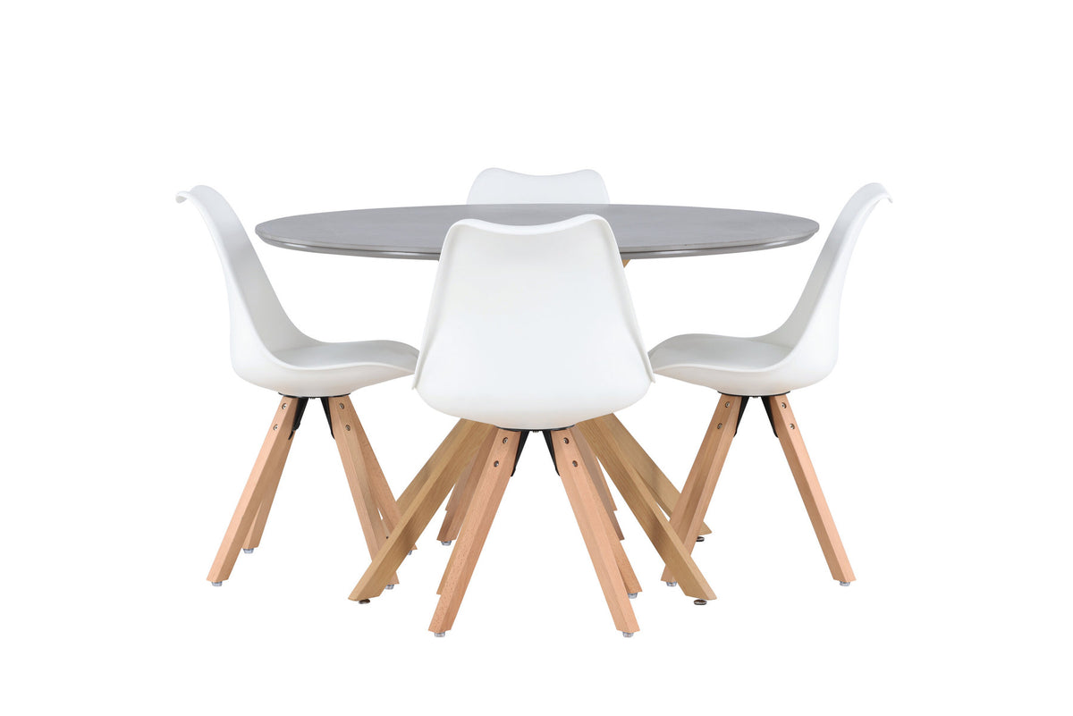 Piazza Esszimmerset + Zeno ⌀120cm/4St. in Natur, Weiss präsentiert im Onlineshop von KAQTU Design AG. Esszimmerset ist von Venture Home