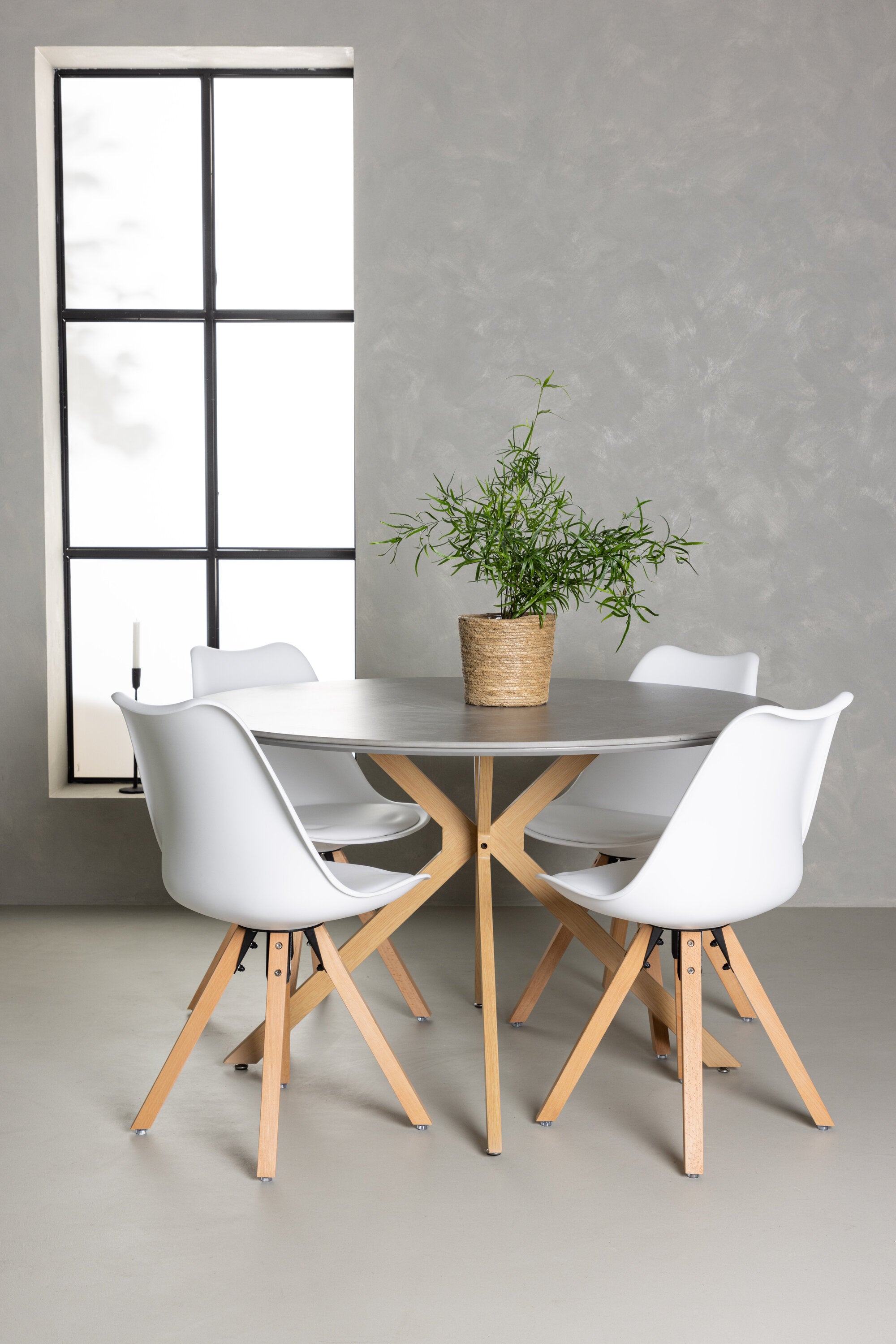 Piazza Esszimmerset + Zeno ⌀120cm/4St. in Natur, Weiss präsentiert im Onlineshop von KAQTU Design AG. Esszimmerset ist von Venture Home