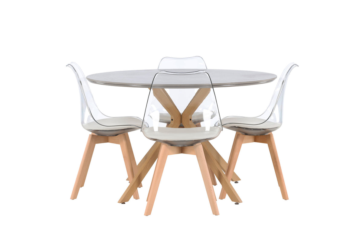 Piazza Esszimmerset + Edvin ⌀120cm/4St. in Natur,Transparent,Weiss präsentiert im Onlineshop von KAQTU Design AG. Esszimmerset ist von Venture Home