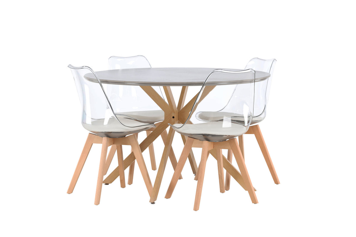 Piazza Esszimmerset + Edvin ⌀120cm/4St. in Natur,Transparent,Weiss präsentiert im Onlineshop von KAQTU Design AG. Esszimmerset ist von Venture Home