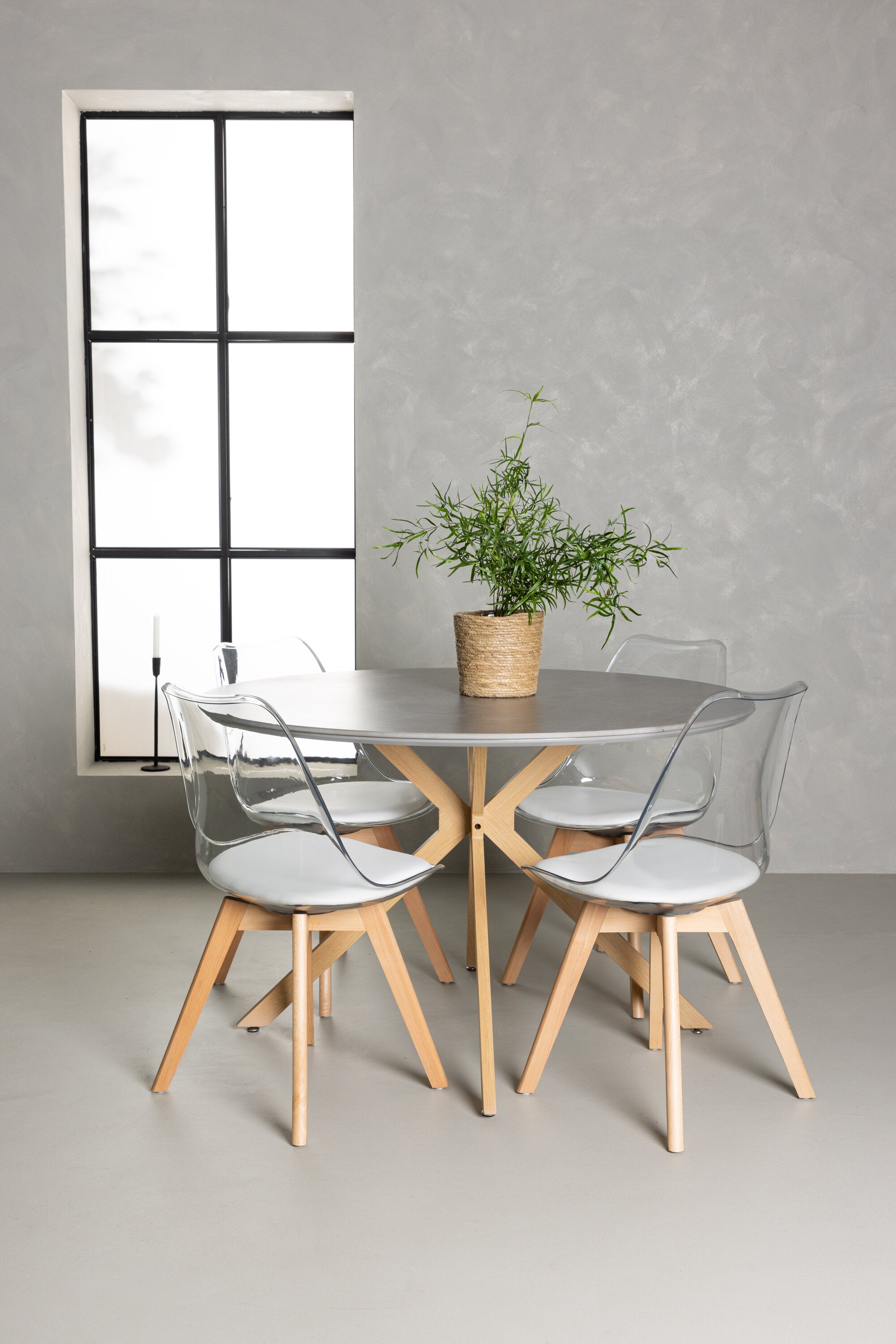 Piazza Esszimmerset + Edvin ⌀120cm/4St. in Natur,Transparent,Weiss präsentiert im Onlineshop von KAQTU Design AG. Esszimmerset ist von Venture Home