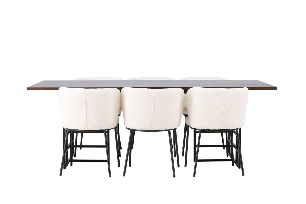 Ystad Esszimmerset + Edina 220cm/6St. in Schwarz-Weiss präsentiert im Onlineshop von KAQTU Design AG. Esszimmerset ist von Venture Home