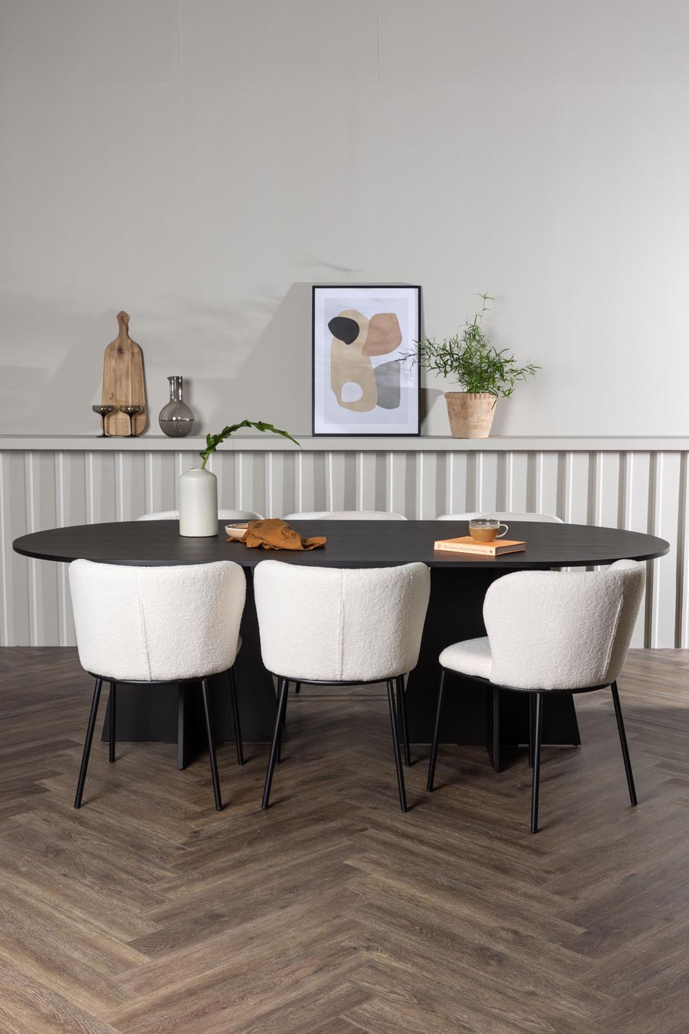 Bootcut Esszimmerset + Edina 230cm/6St. in Schwarz-Weiss präsentiert im Onlineshop von KAQTU Design AG. Esszimmerset ist von Venture Home