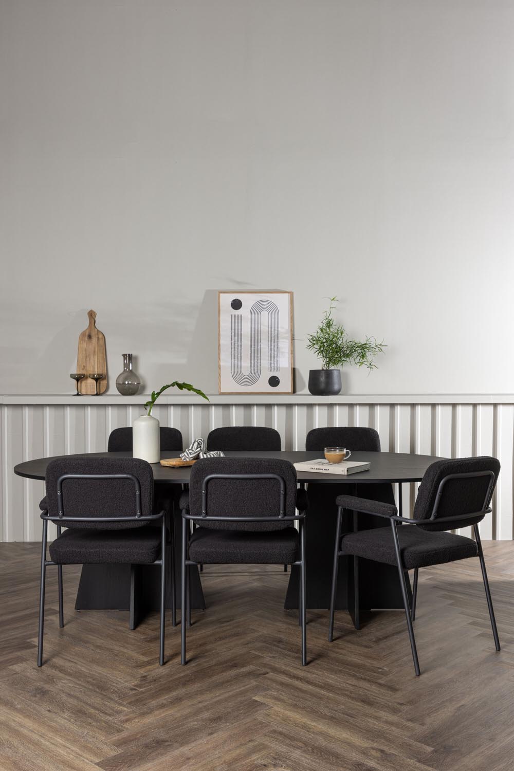 Bootcut Esszimmerset + Yesterday 230cm/6St. in Schwarz präsentiert im Onlineshop von KAQTU Design AG. Esszimmerset ist von Venture Home