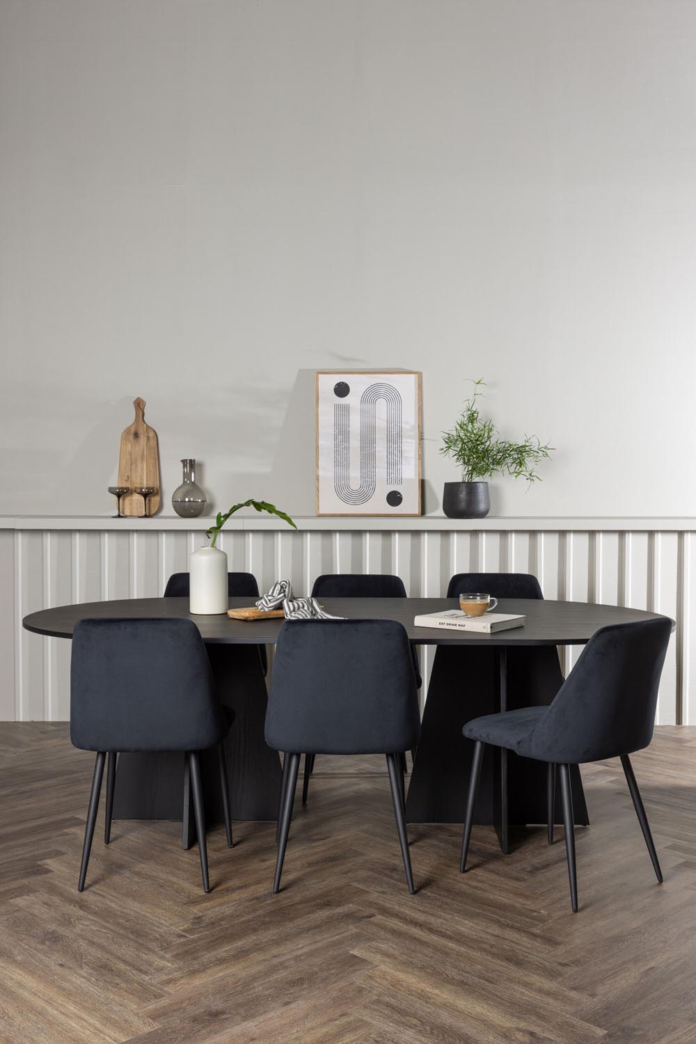 Bootcut Esszimmerset + Night 230cm/6St. in Schwarz präsentiert im Onlineshop von KAQTU Design AG. Esszimmerset ist von Venture Home