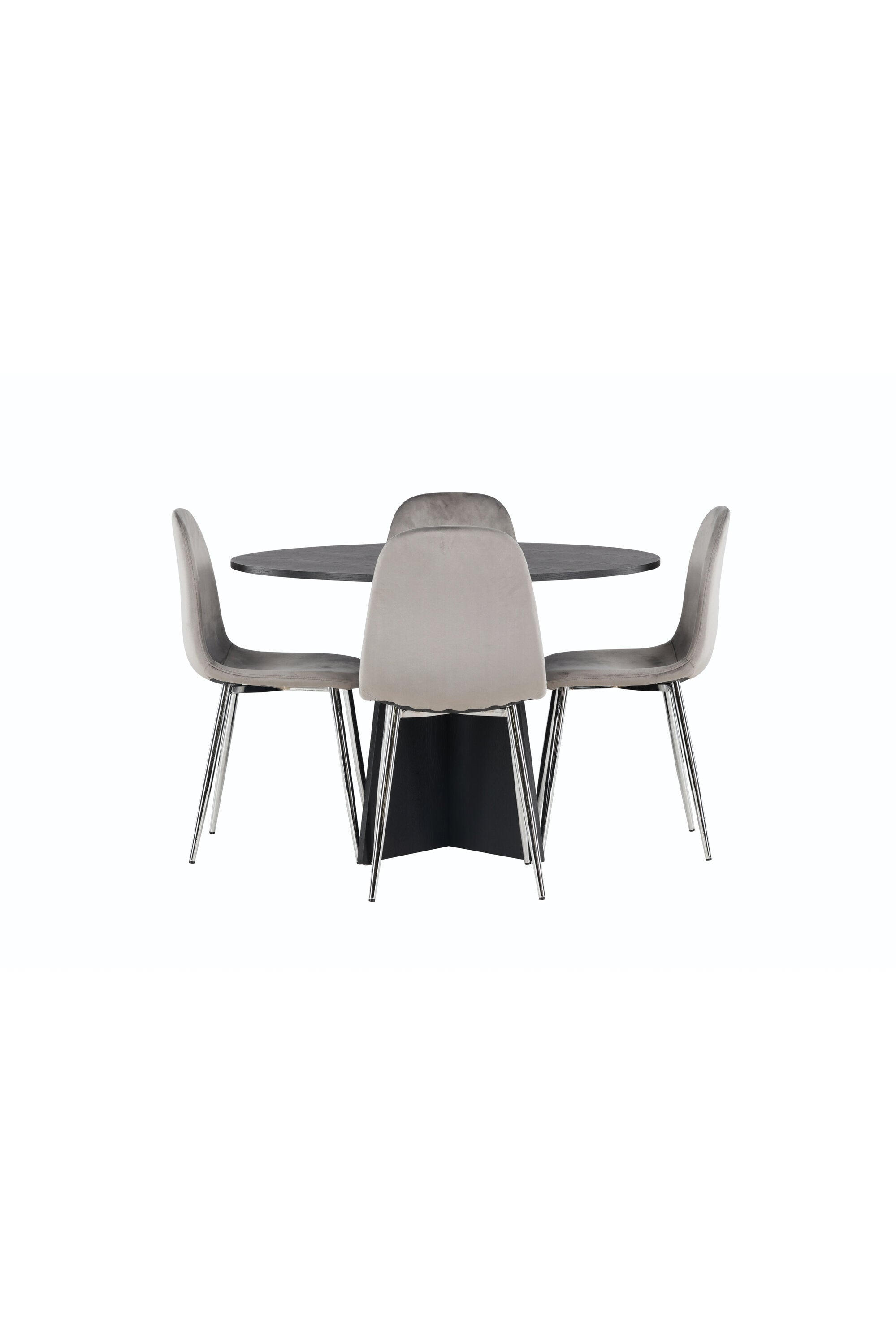 Bootcut Esszimmerset + Eva ⌀110cm/4St. in Hellgrau, Silber präsentiert im Onlineshop von KAQTU Design AG. Esszimmerset ist von Venture Home