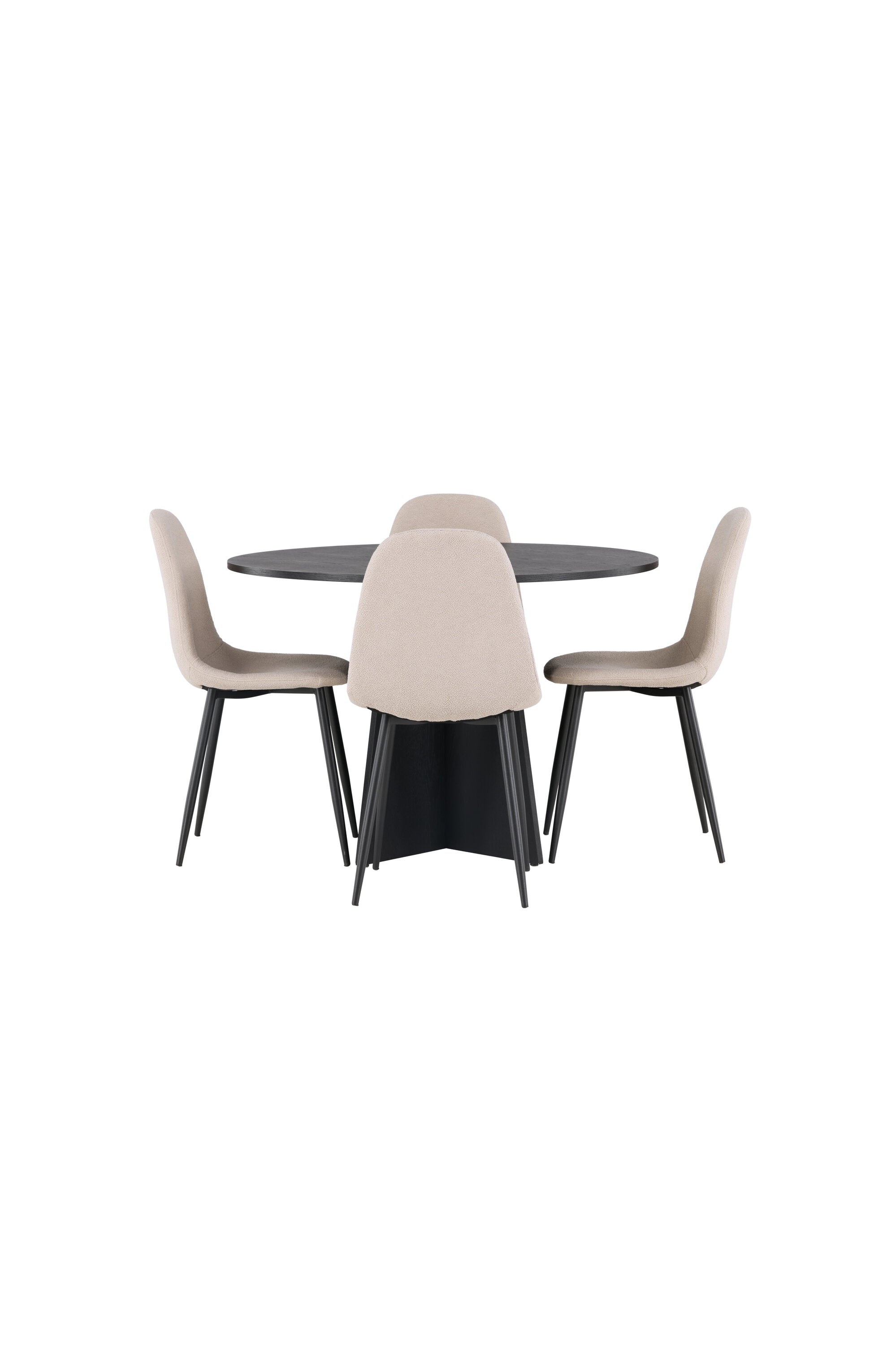 Bootcut Esszimmerset + Polar ⌀110cm/4St. in Beige dunkel /  Schwarz präsentiert im Onlineshop von KAQTU Design AG. Esszimmerset ist von Venture Home