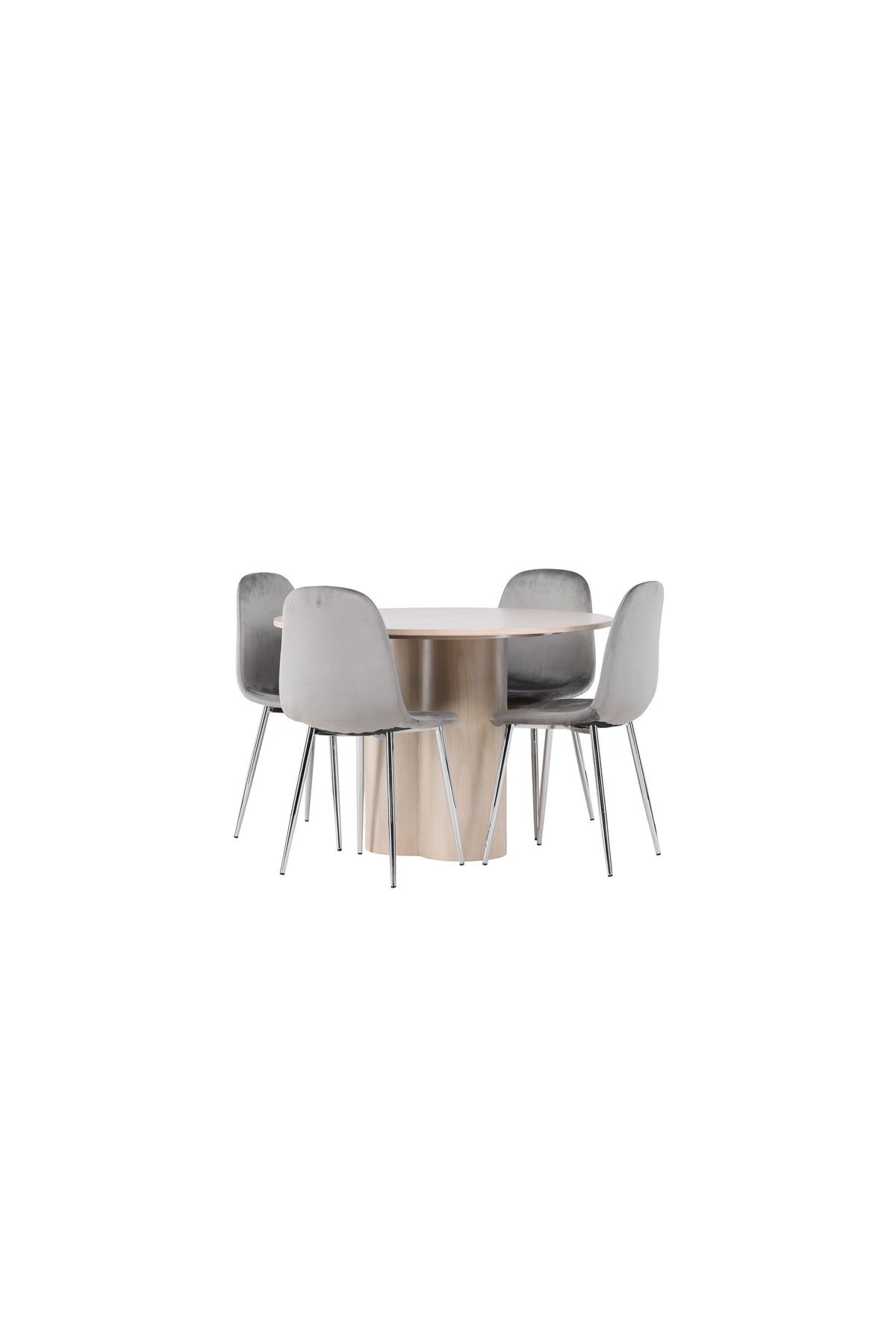 Olivia Esszimmerset + Eva ⌀110cm/4St. in Natur / Hellgrau /  Silber präsentiert im Onlineshop von KAQTU Design AG. Esszimmerset ist von Venture Home