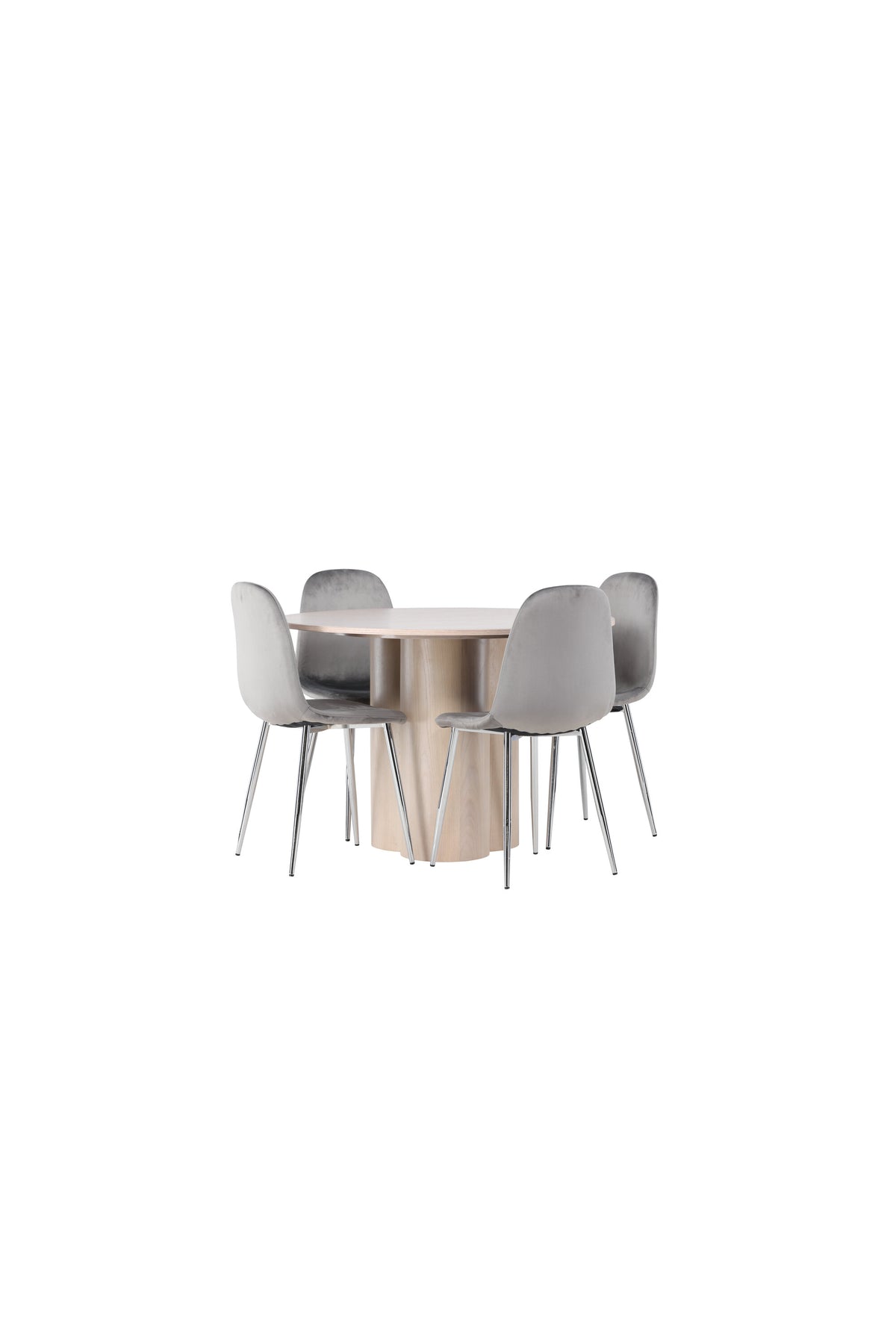 Olivia Esszimmerset + Eva ⌀110cm/4St. in Natur / Hellgrau /  Silber präsentiert im Onlineshop von KAQTU Design AG. Esszimmerset ist von Venture Home