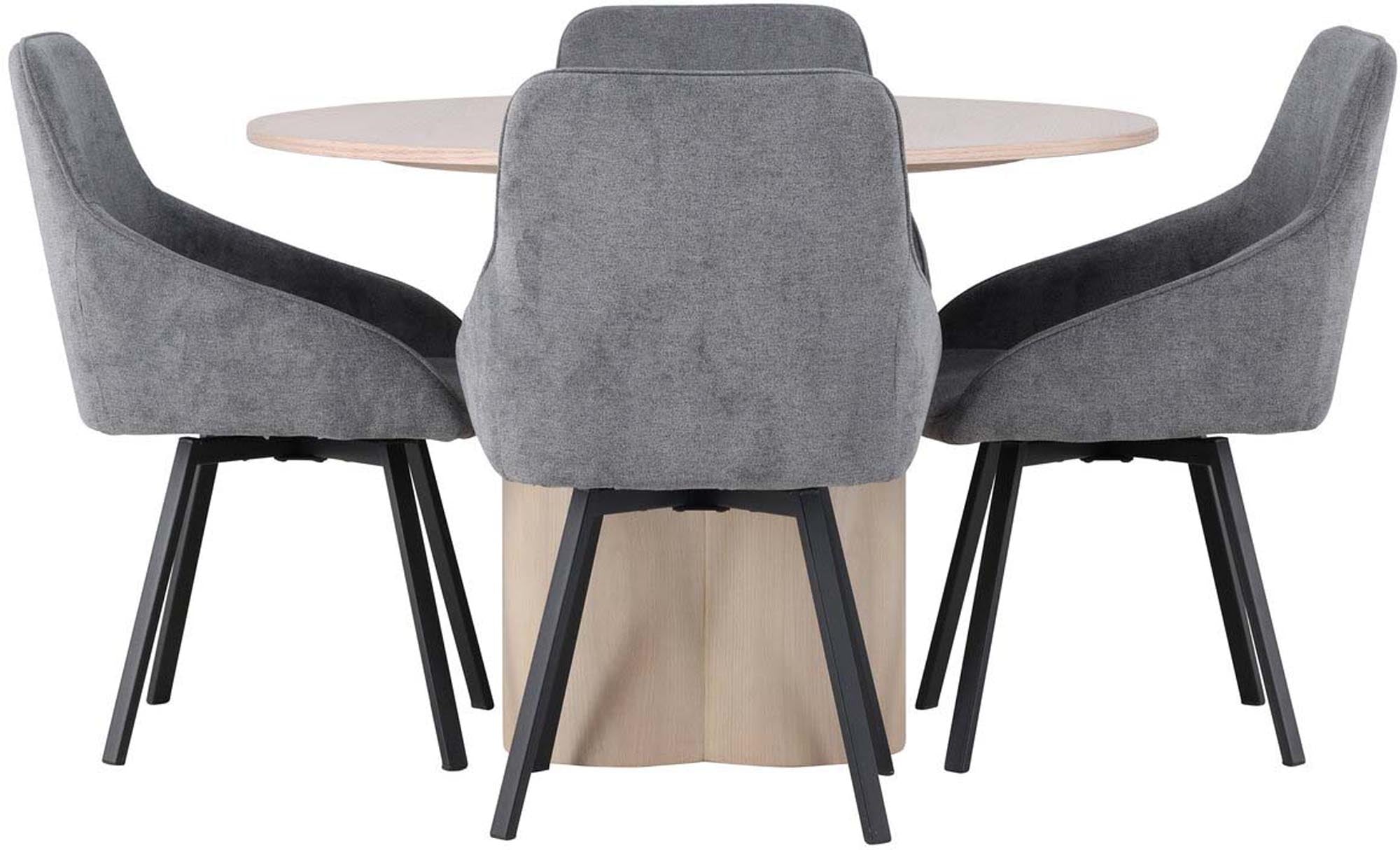 Elegantes Esszimmerset Olivia: Runde Tischgruppe mit 4 Stühlen.