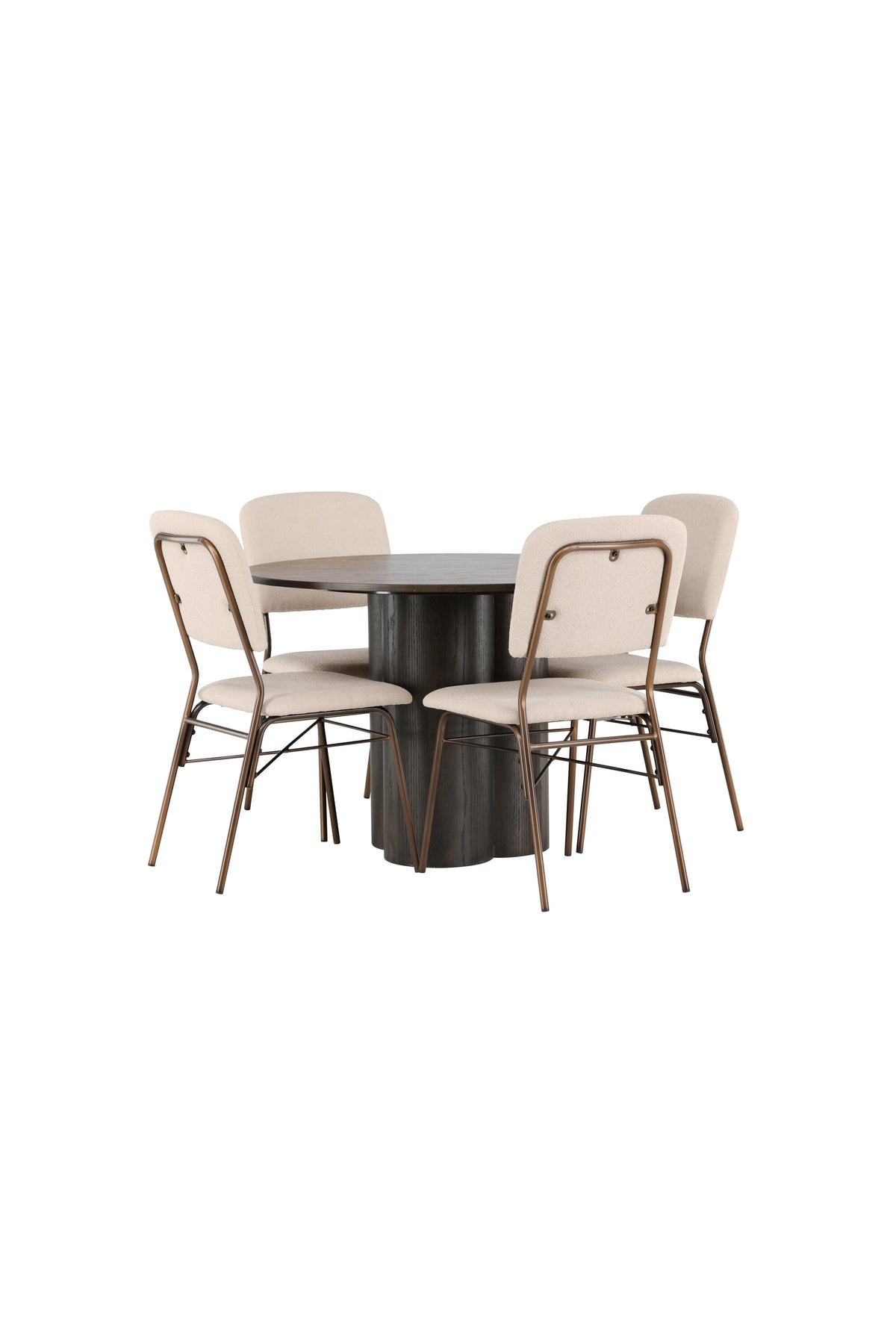 Olivia Esszimmerset + Seda ⌀110cm/4St. in Beige / Braun präsentiert im Onlineshop von KAQTU Design AG. Esszimmerset ist von Venture Home