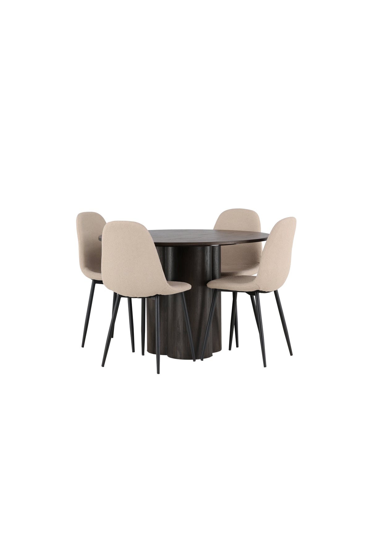 Olivia Esszimmerset + Polar ⌀110cm/4St. in Braun / Beige / Schwarz präsentiert im Onlineshop von KAQTU Design AG. Esszimmerset ist von Venture Home