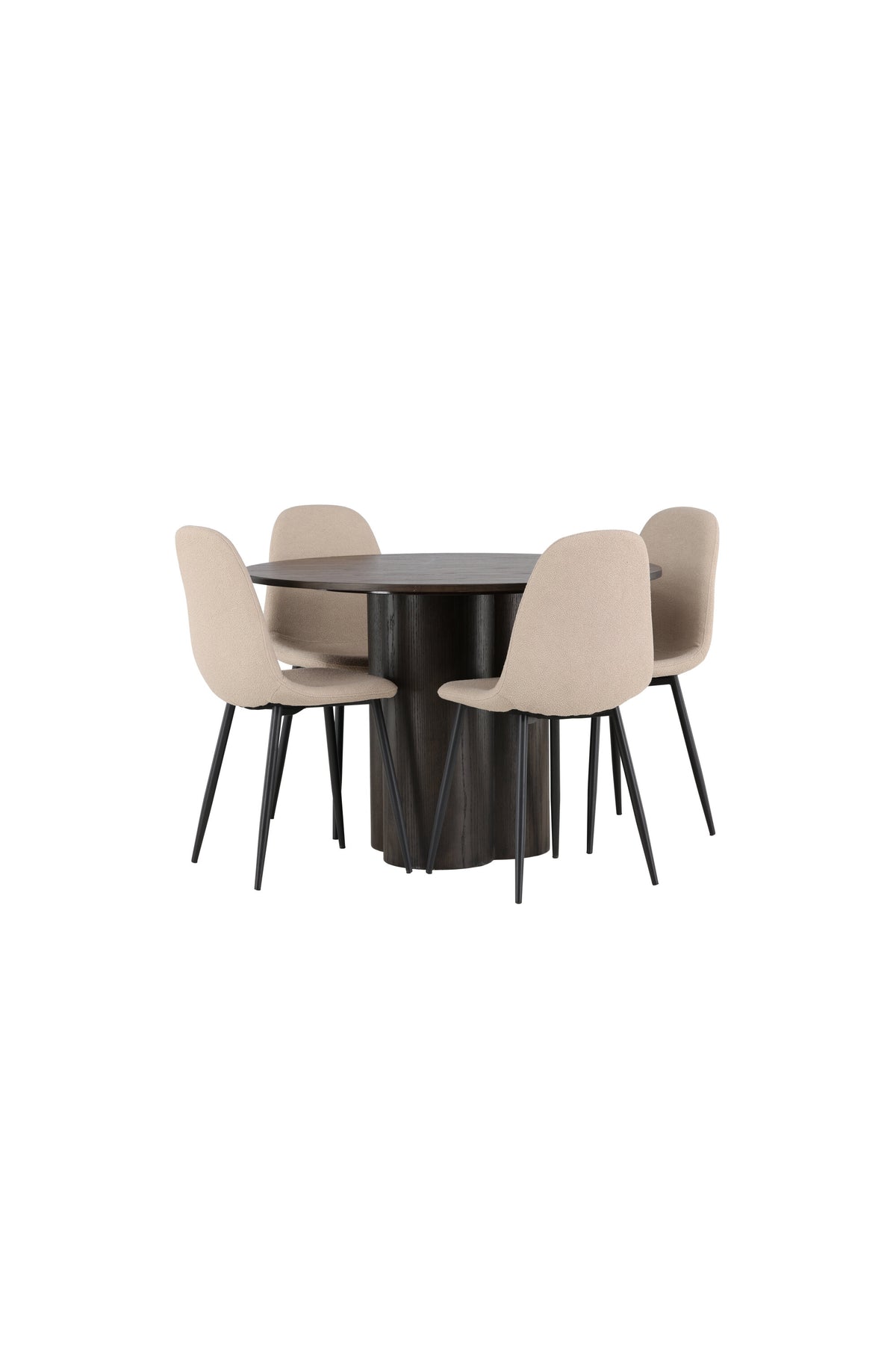 Olivia Esszimmerset + Polar ⌀110cm/4St. in Braun / Beige / Schwarz präsentiert im Onlineshop von KAQTU Design AG. Esszimmerset ist von Venture Home