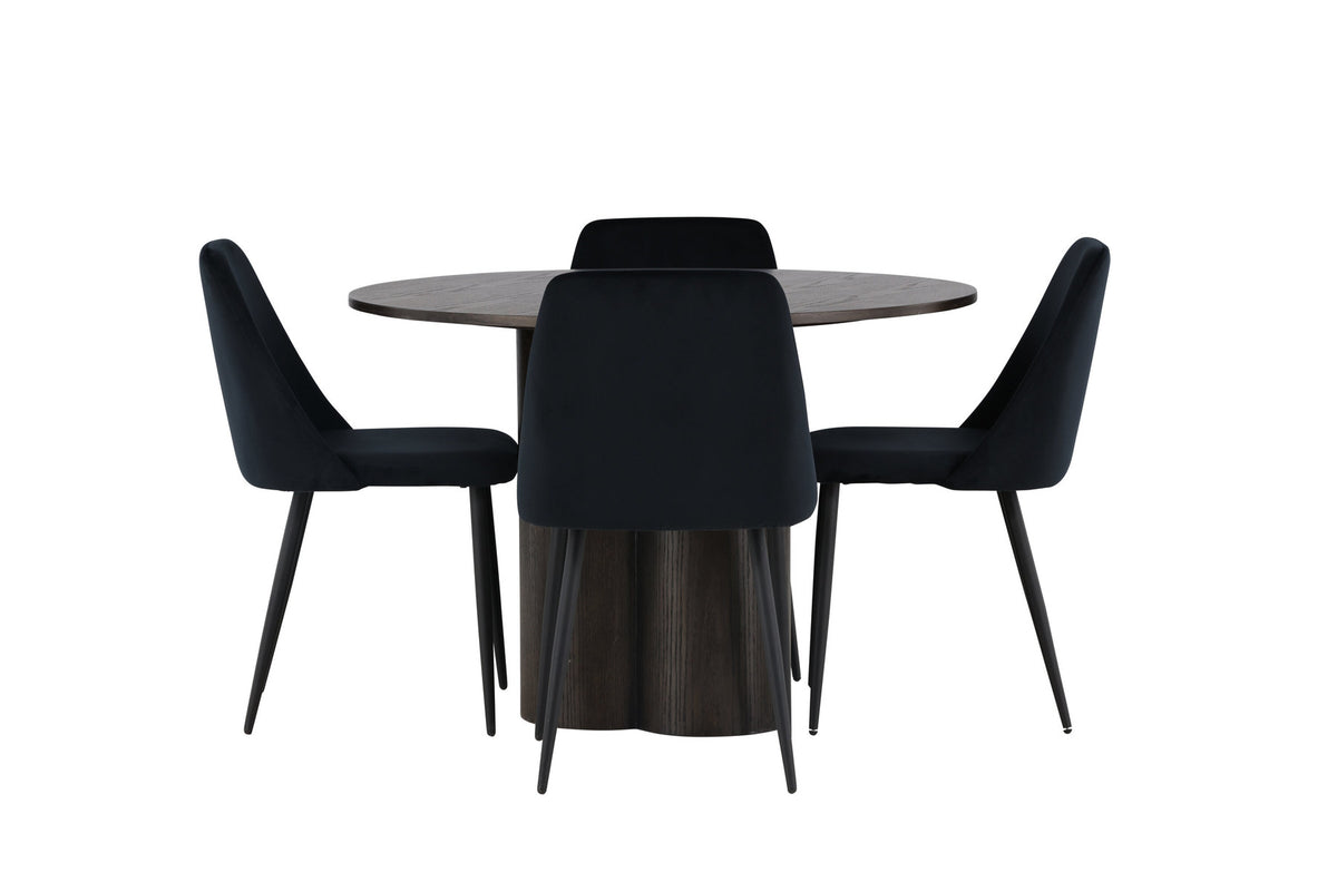 Olivia Esszimmerset + Night ⌀110cm/4St. in Braun / Schwarz präsentiert im Onlineshop von KAQTU Design AG. Esszimmerset ist von Venture Home
