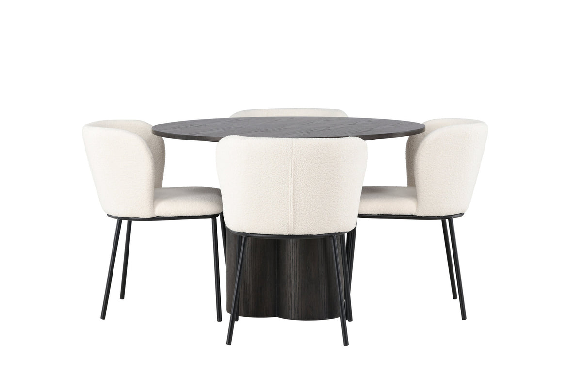 Olivia Esszimmerset + Edina ⌀110cm/4St. in Braun / Schwarz / Weiss präsentiert im Onlineshop von KAQTU Design AG. Esszimmerset ist von Venture Home
