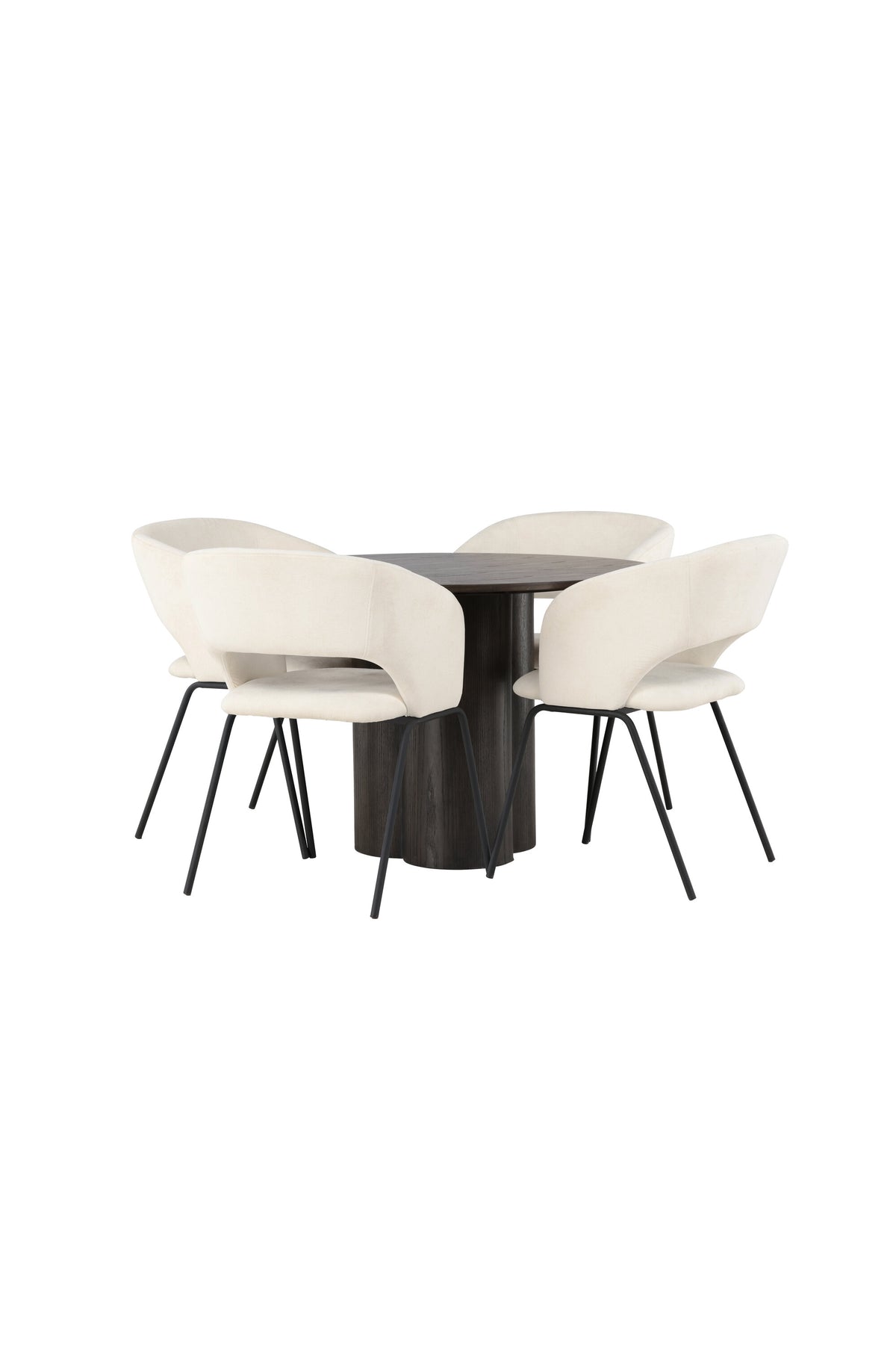 Olivia Esszimmerset + Day ⌀110cm/4St. in Braun / Schwarz / Weiss präsentiert im Onlineshop von KAQTU Design AG. Esszimmerset ist von Venture Home