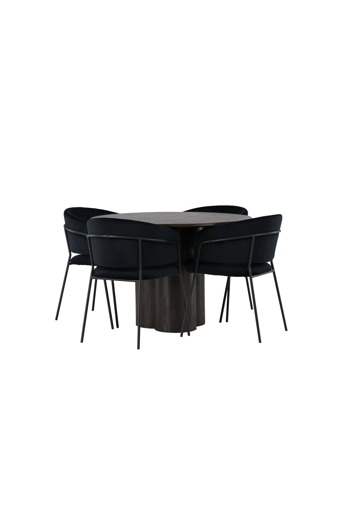 Olivia Esszimmerset + Selma ⌀110cm/4St. in Braun / Schwarz präsentiert im Onlineshop von KAQTU Design AG. Esszimmerset ist von Venture Home