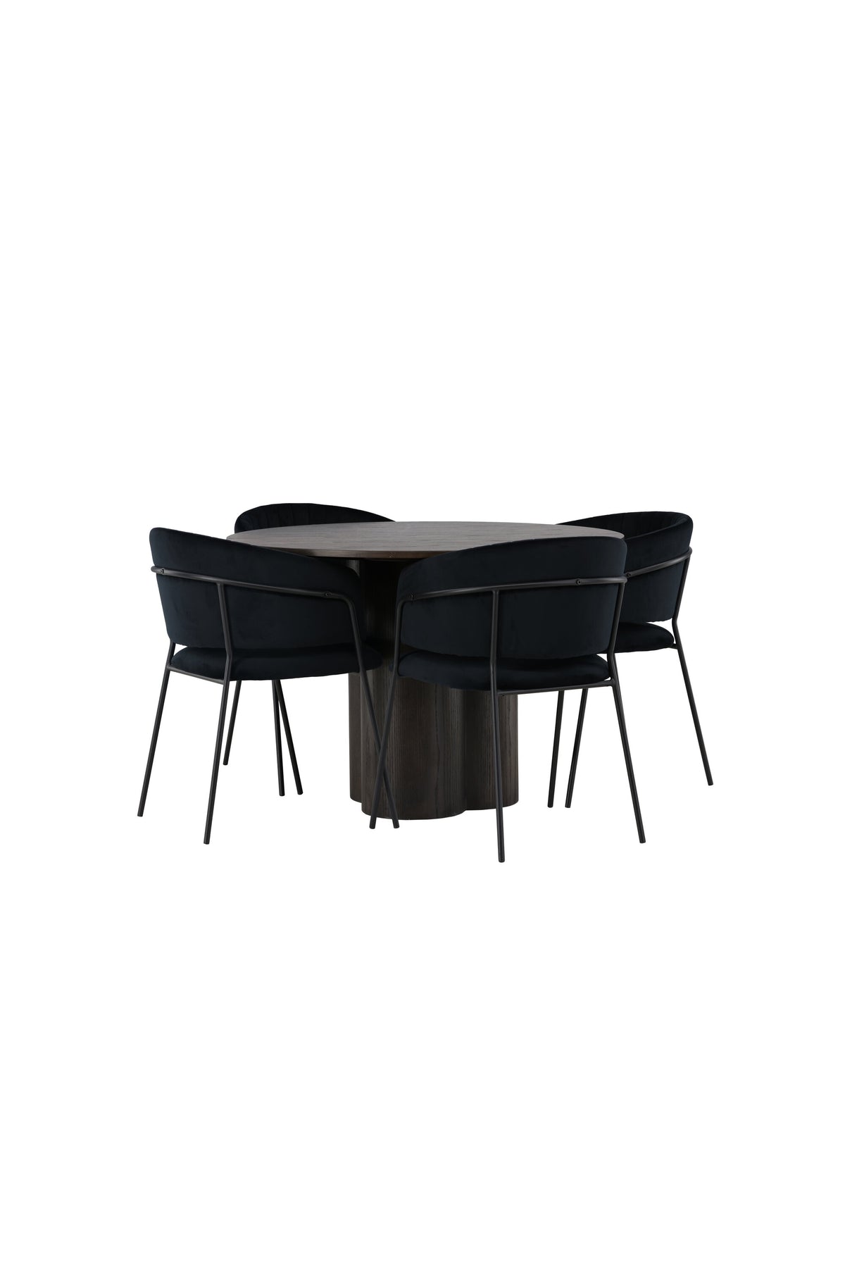 Olivia Esszimmerset + Selma ⌀110cm/4St. in Braun / Schwarz präsentiert im Onlineshop von KAQTU Design AG. Esszimmerset ist von Venture Home