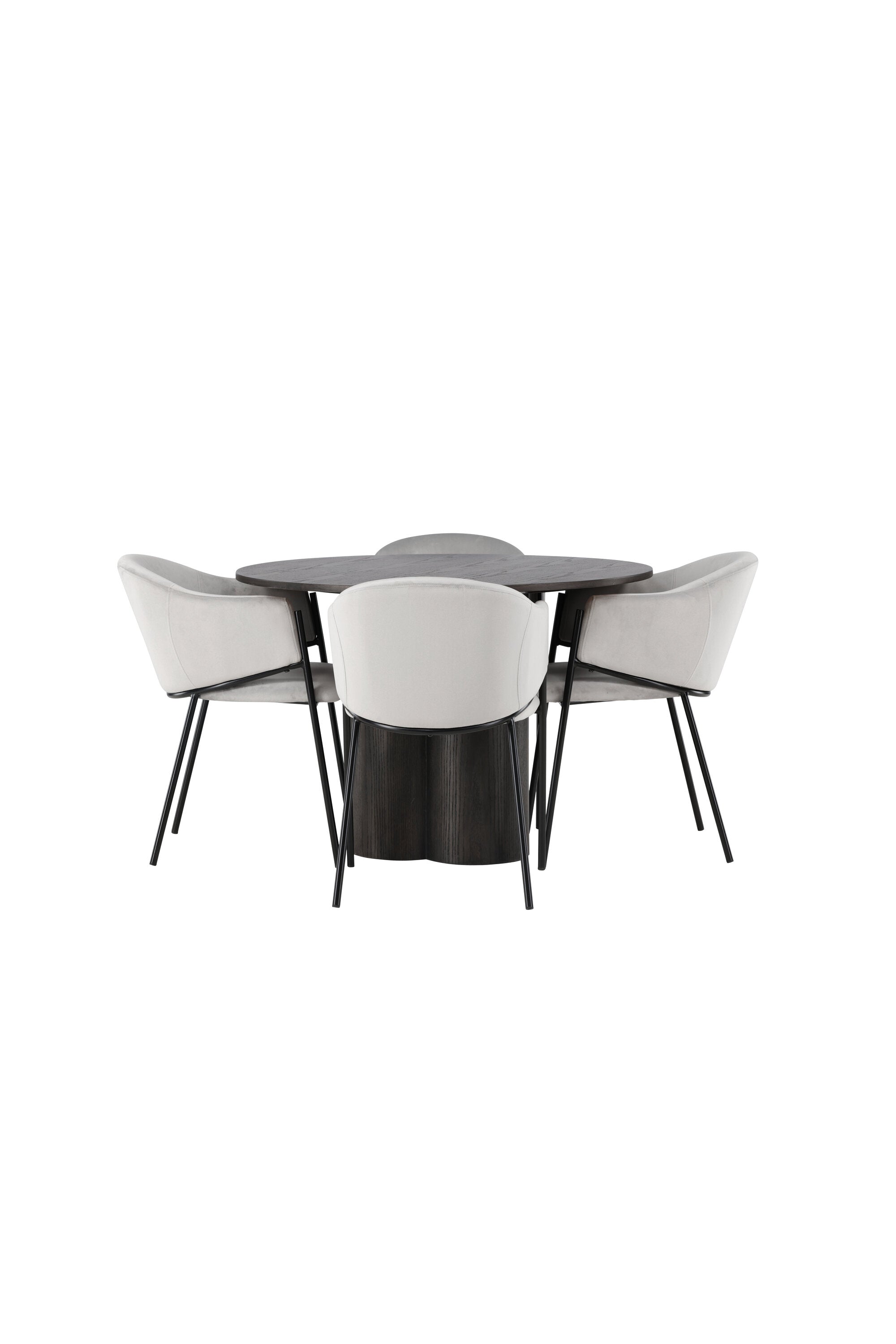Olivia Esszimmerset + Evelina ⌀110cm/4St. in Schwarzgrau präsentiert im Onlineshop von KAQTU Design AG. Esszimmerset ist von Venture Home