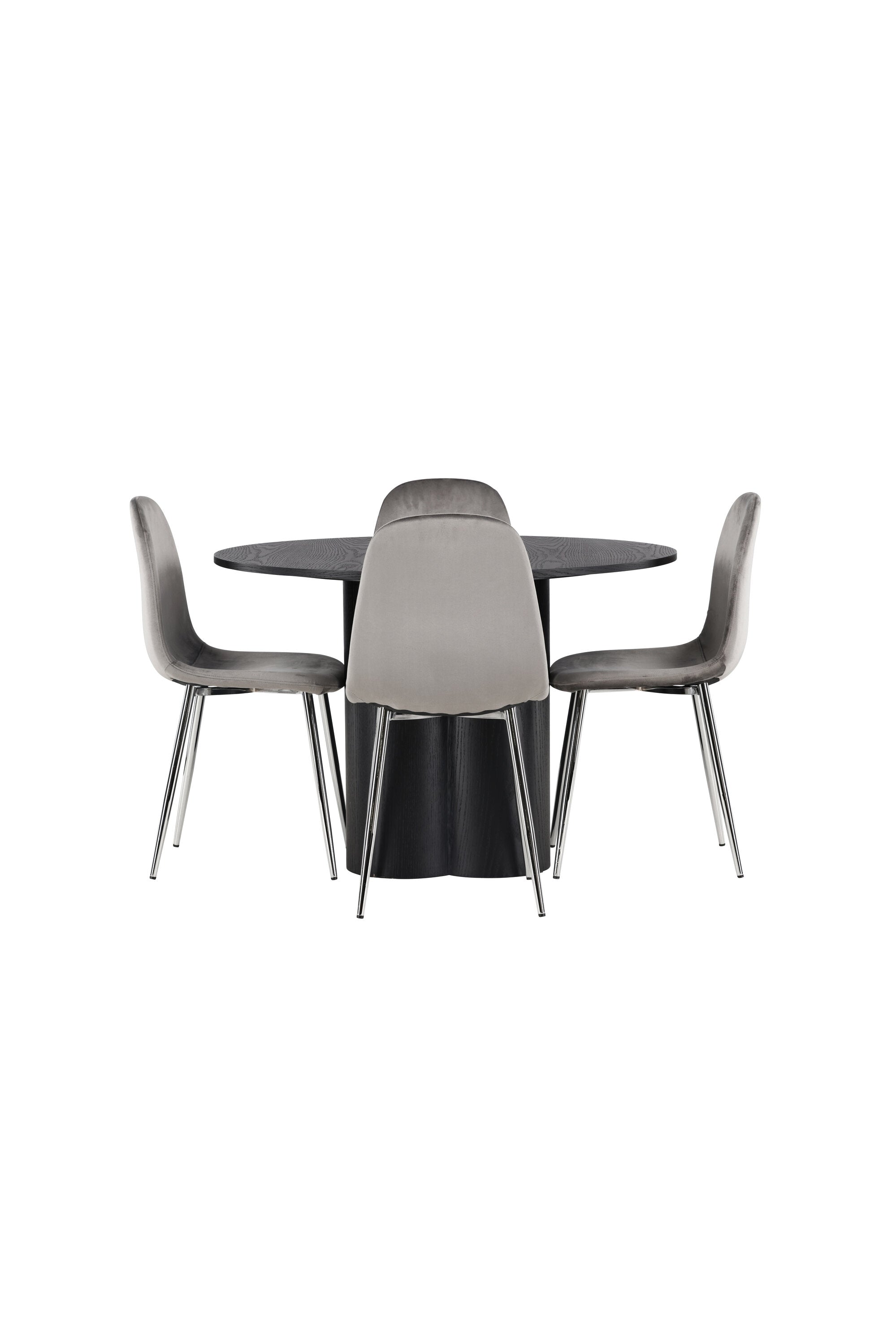 Olivia Esszimmerset + Eva ⌀110cm/4St. in Schwarz / Hellgrau /  Silber präsentiert im Onlineshop von KAQTU Design AG. Esszimmerset ist von Venture Home